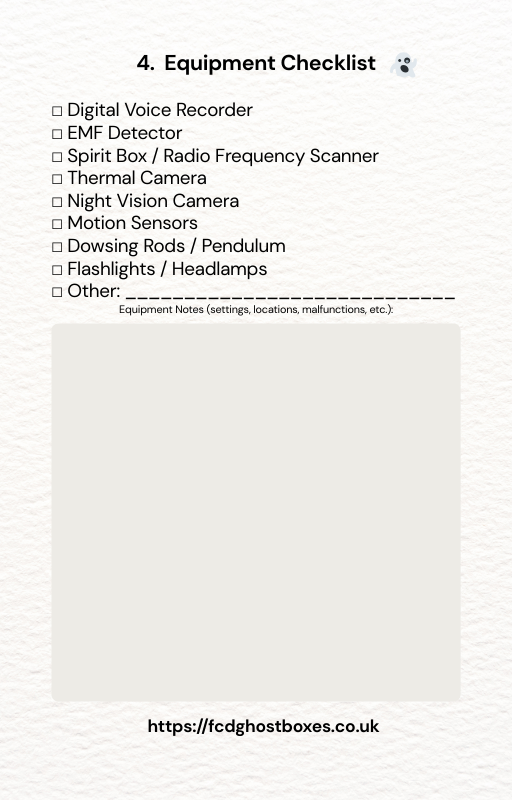 FCD Ghost Hunting Investigator's Report Book