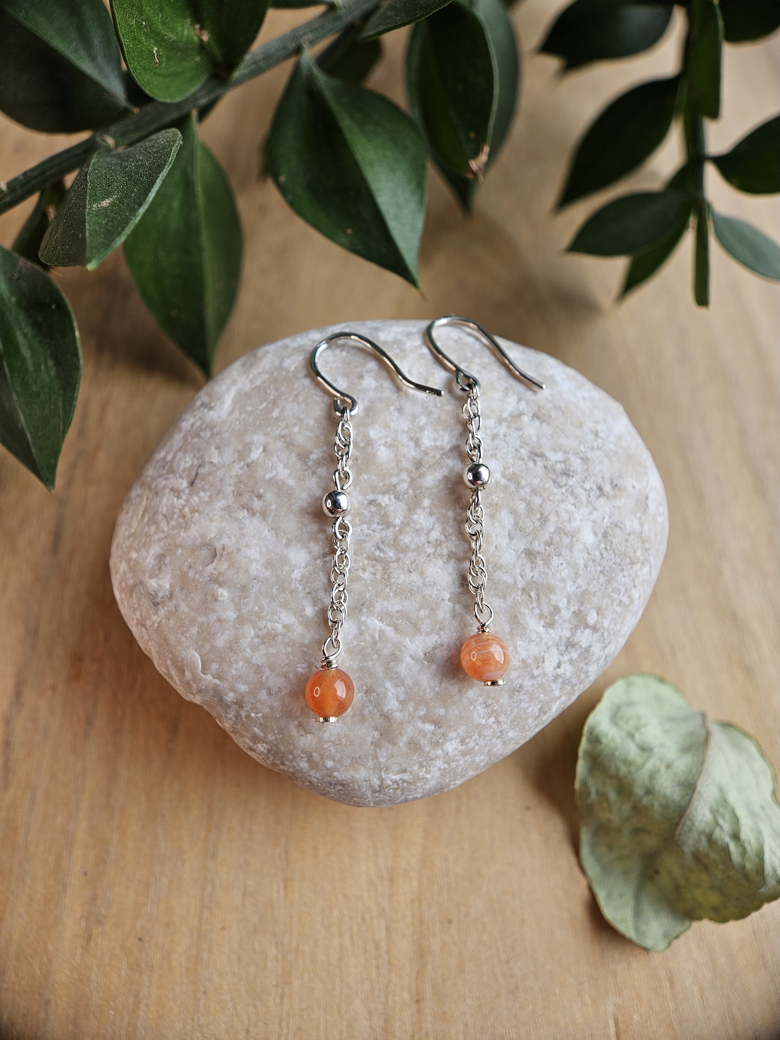 Boucles d'oreilles Agate orange 