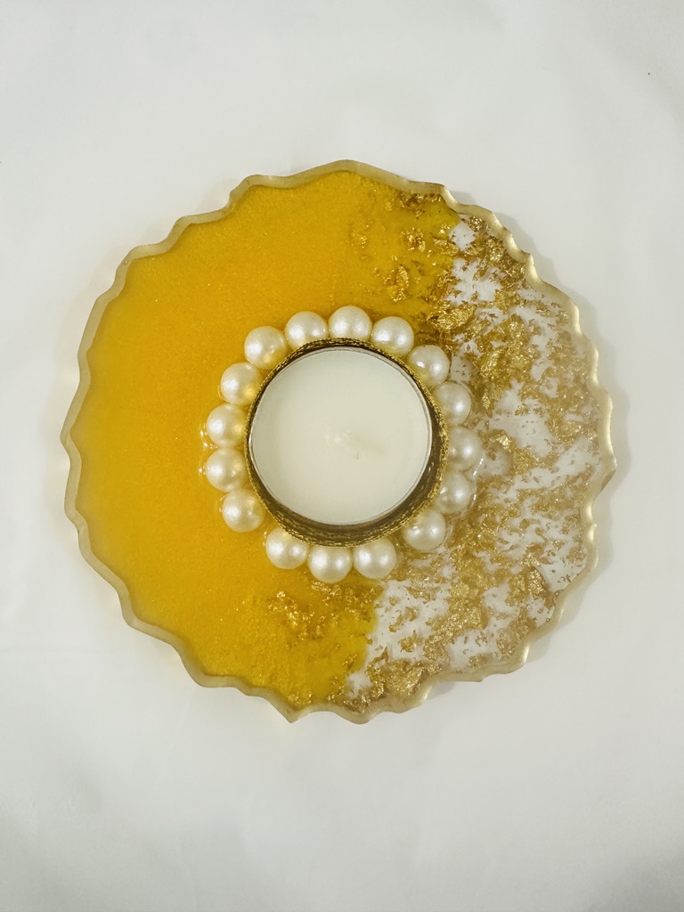 Resin - Pearl Ring Tealight Holder - Set of 2