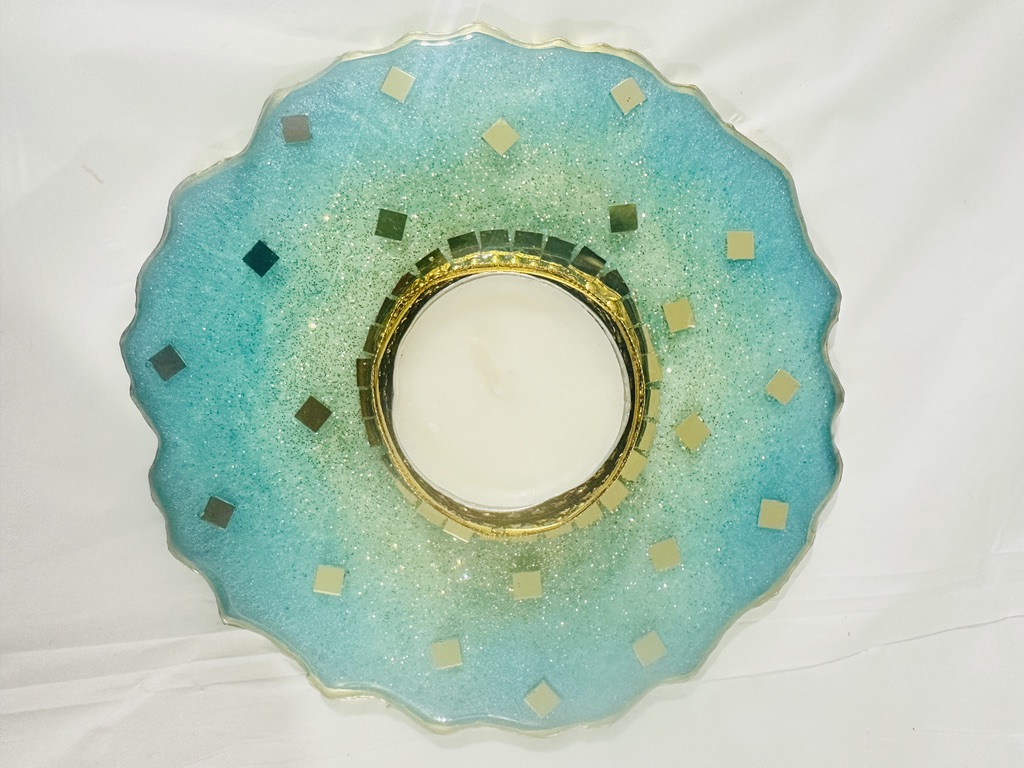 Resin - Decorative Mirror Tealight Holder - Set of 2