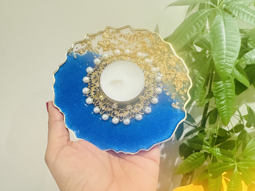 Resin - Elegant Pearl Tealight Holder - Set of 2