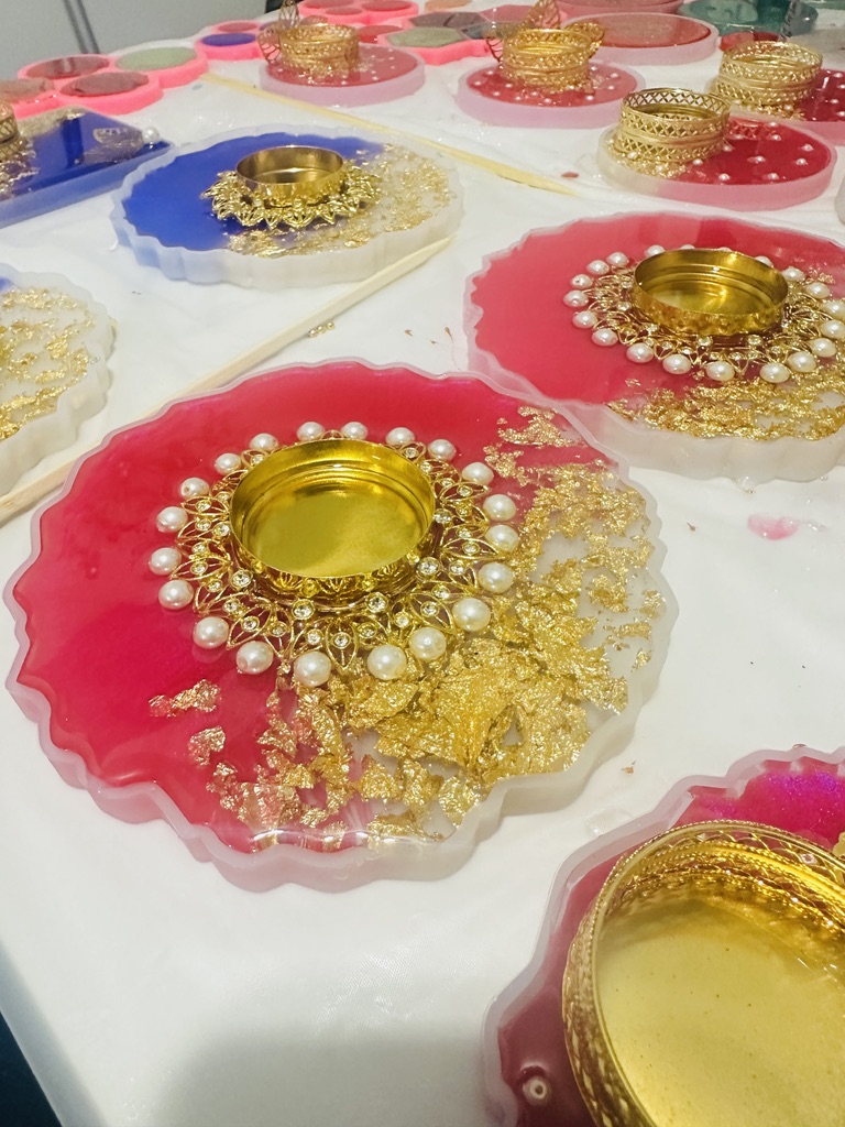 Resin - Elegant Pearl Tealight Holder - Set of 2