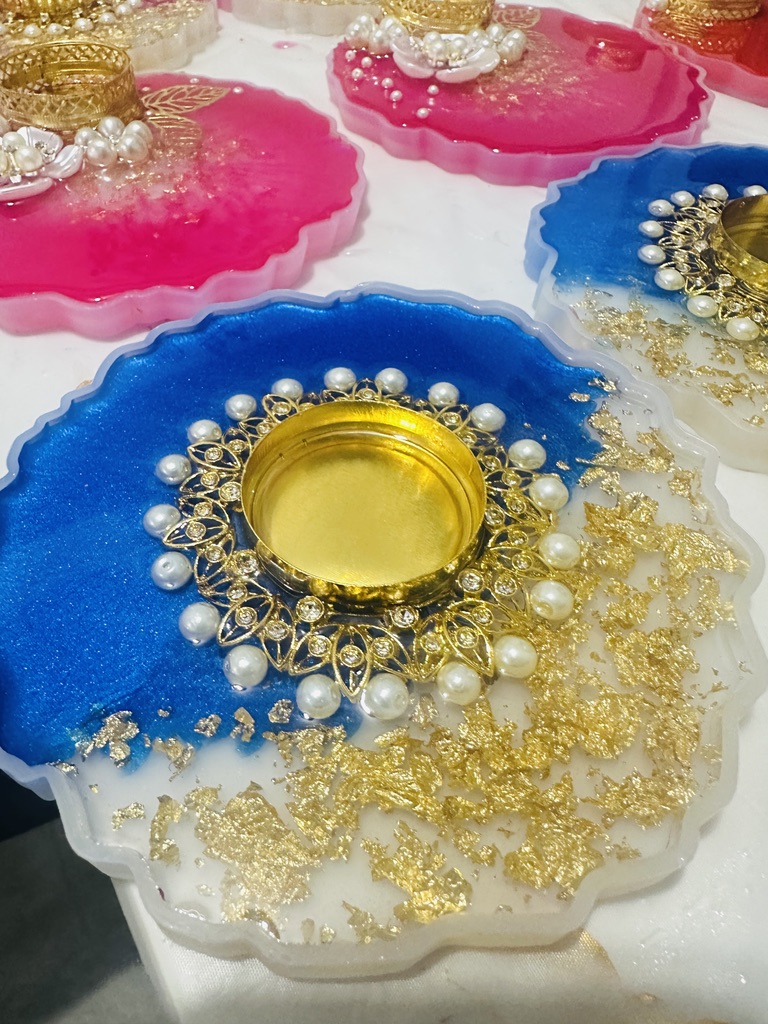 Resin - Elegant Pearl Tealight Holder - Set of 2