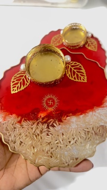 Resin - Roli Chawal Tealight Holder - Set of 2