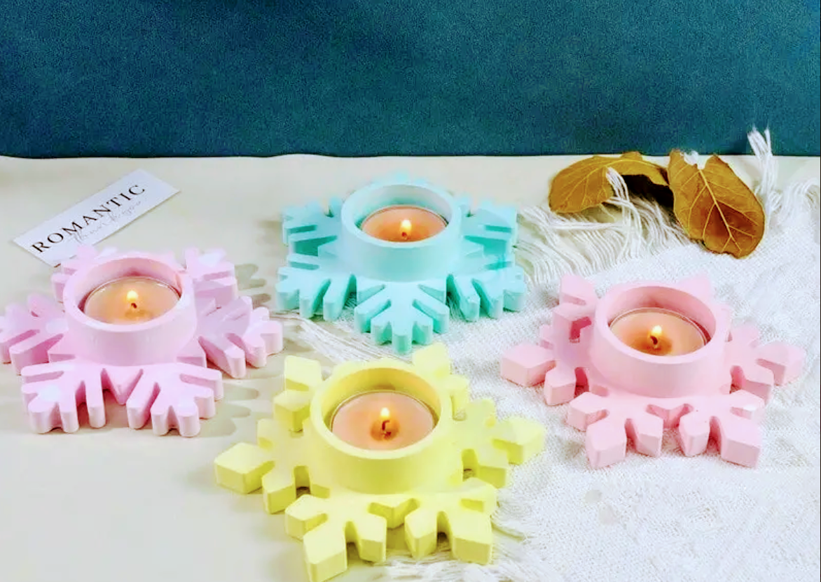 Resin - Snowflake Tealight Holders - Set of 2