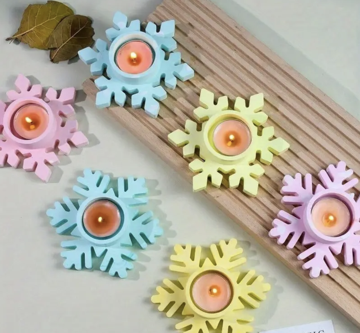 Resin - Snowflake Tealight Holders - Set of 2