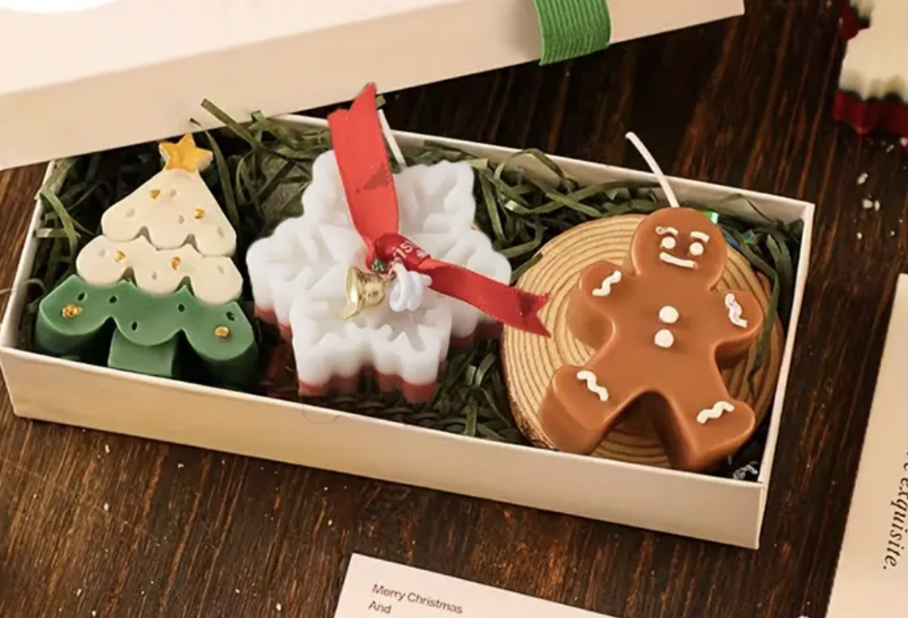 Christmas Candle Set - Tree, Snowflake & Gingerbread man