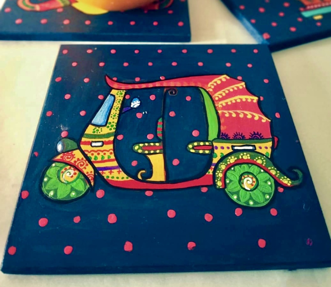 Wooden - Indian Raja Rani Tray & Coasters set