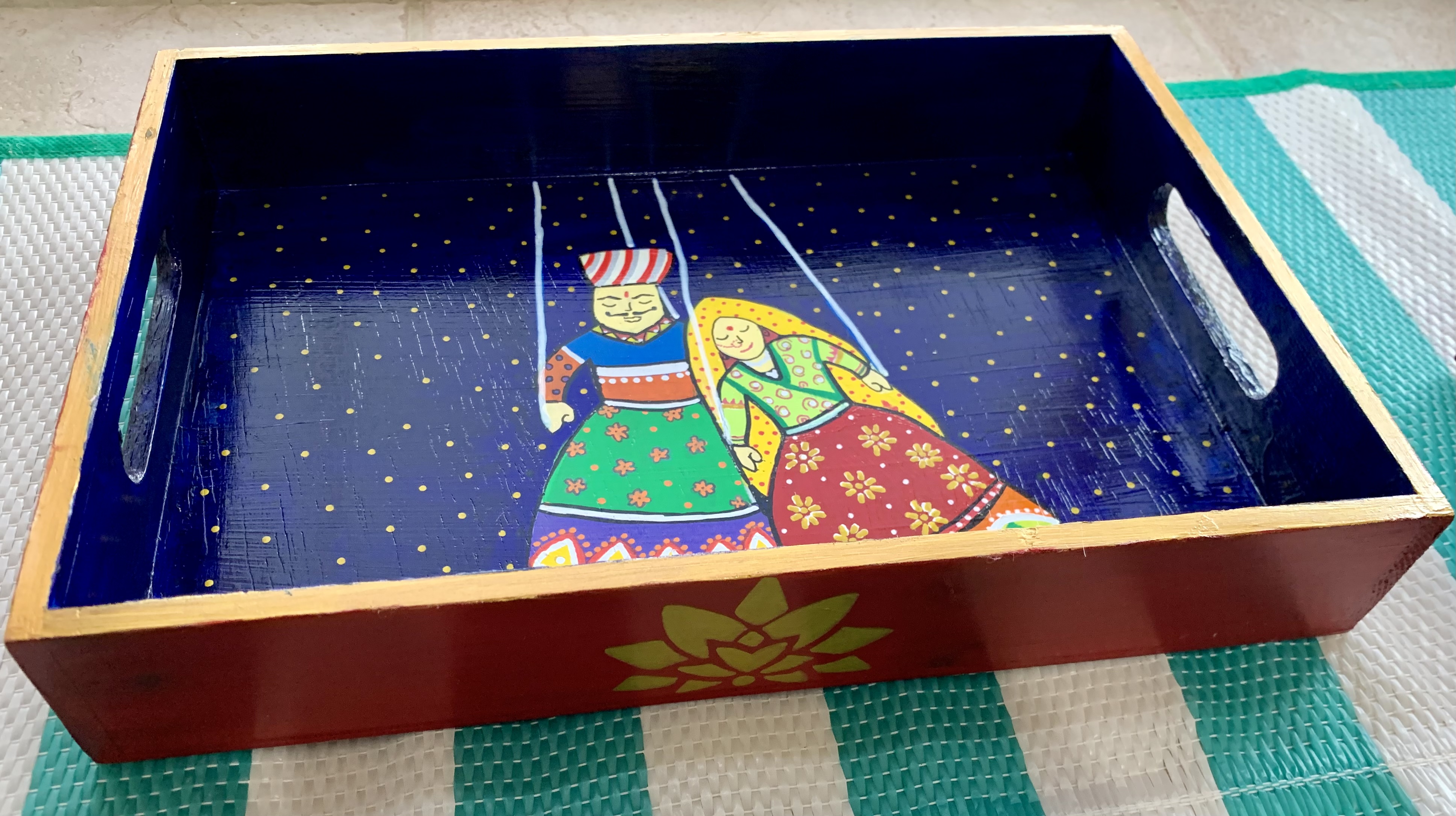 Wooden - Indian Raja Rani Tray & Coasters set