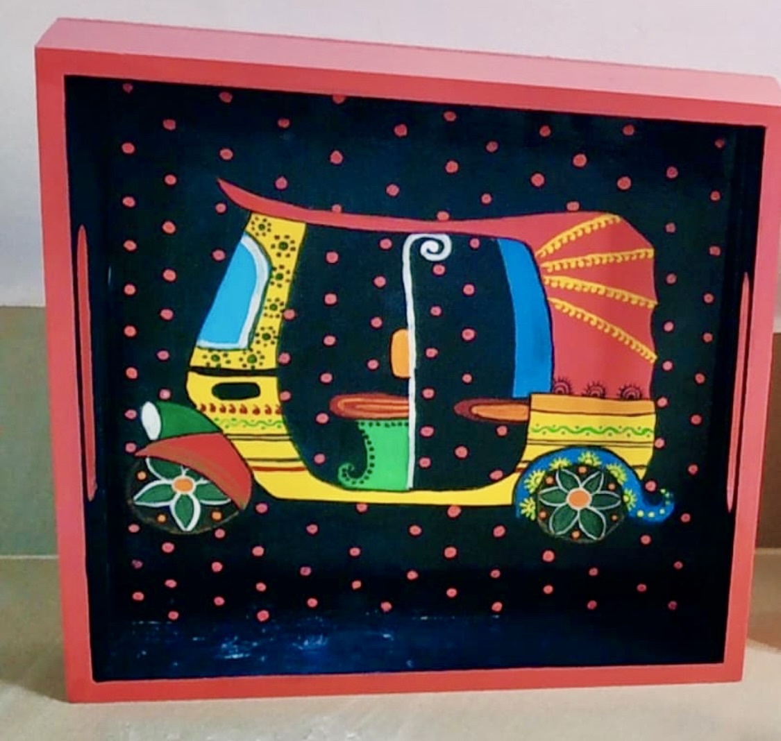 Wooden - Indian Auto Tray & Coasters set