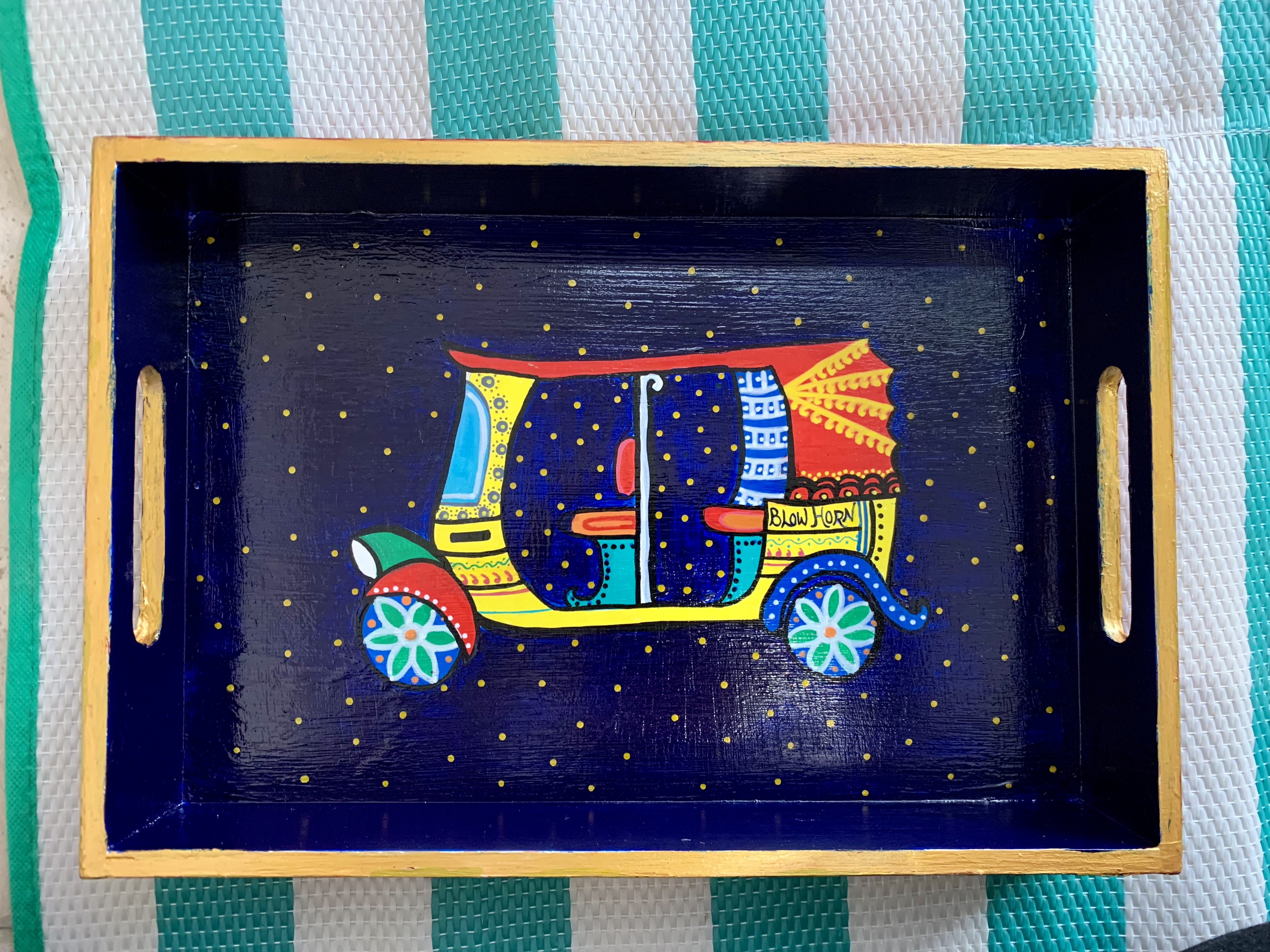 Wooden - Indian Auto Tray & Coasters set