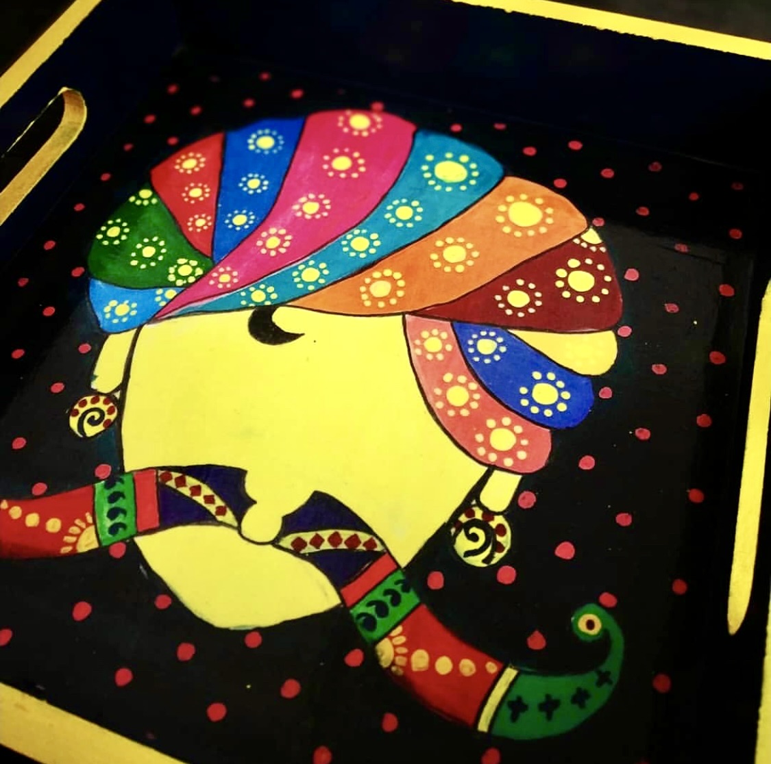 Wooden - Indian King Tray & Coaster Set