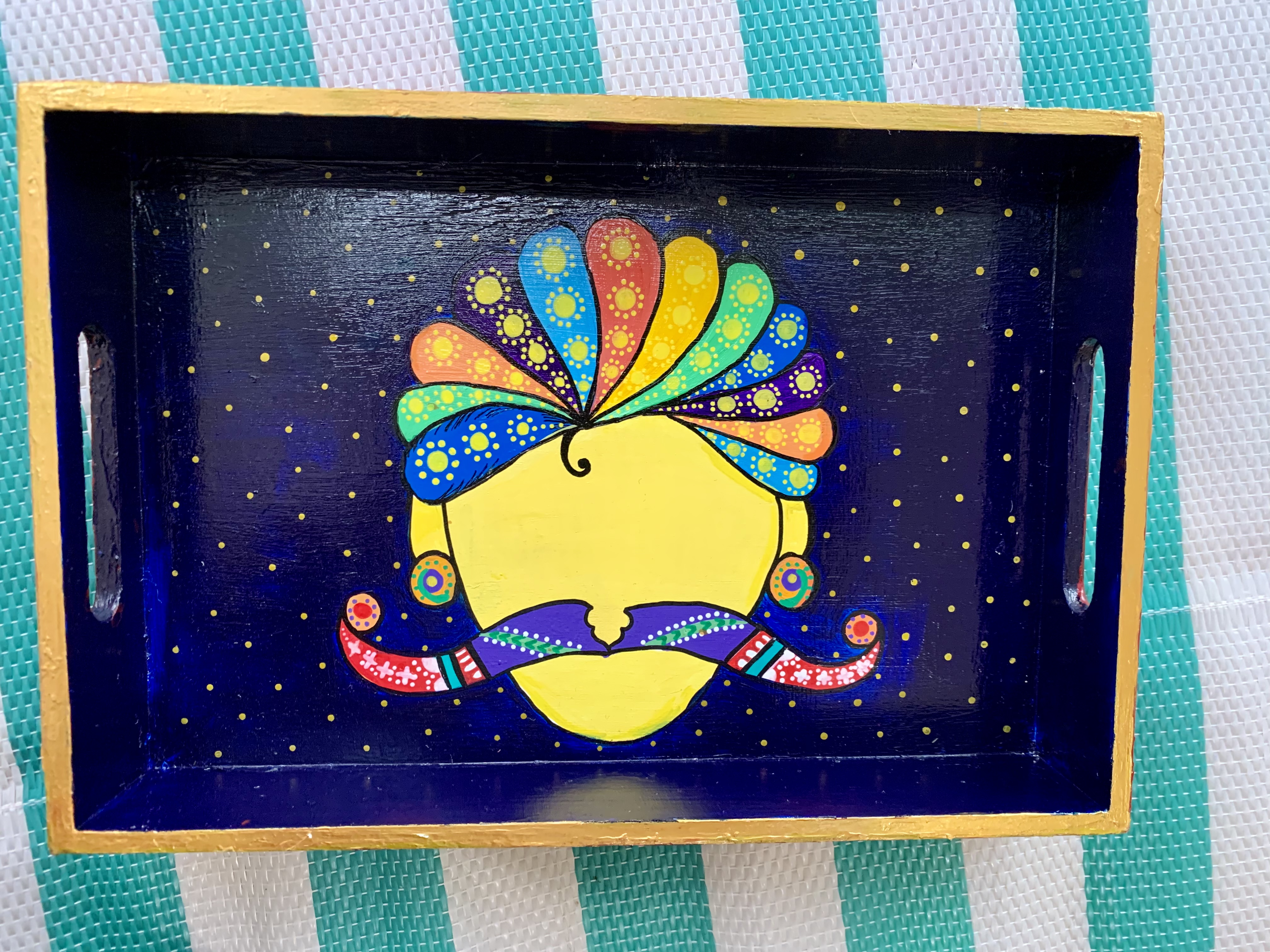 Wooden - Indian King Tray & Coaster Set