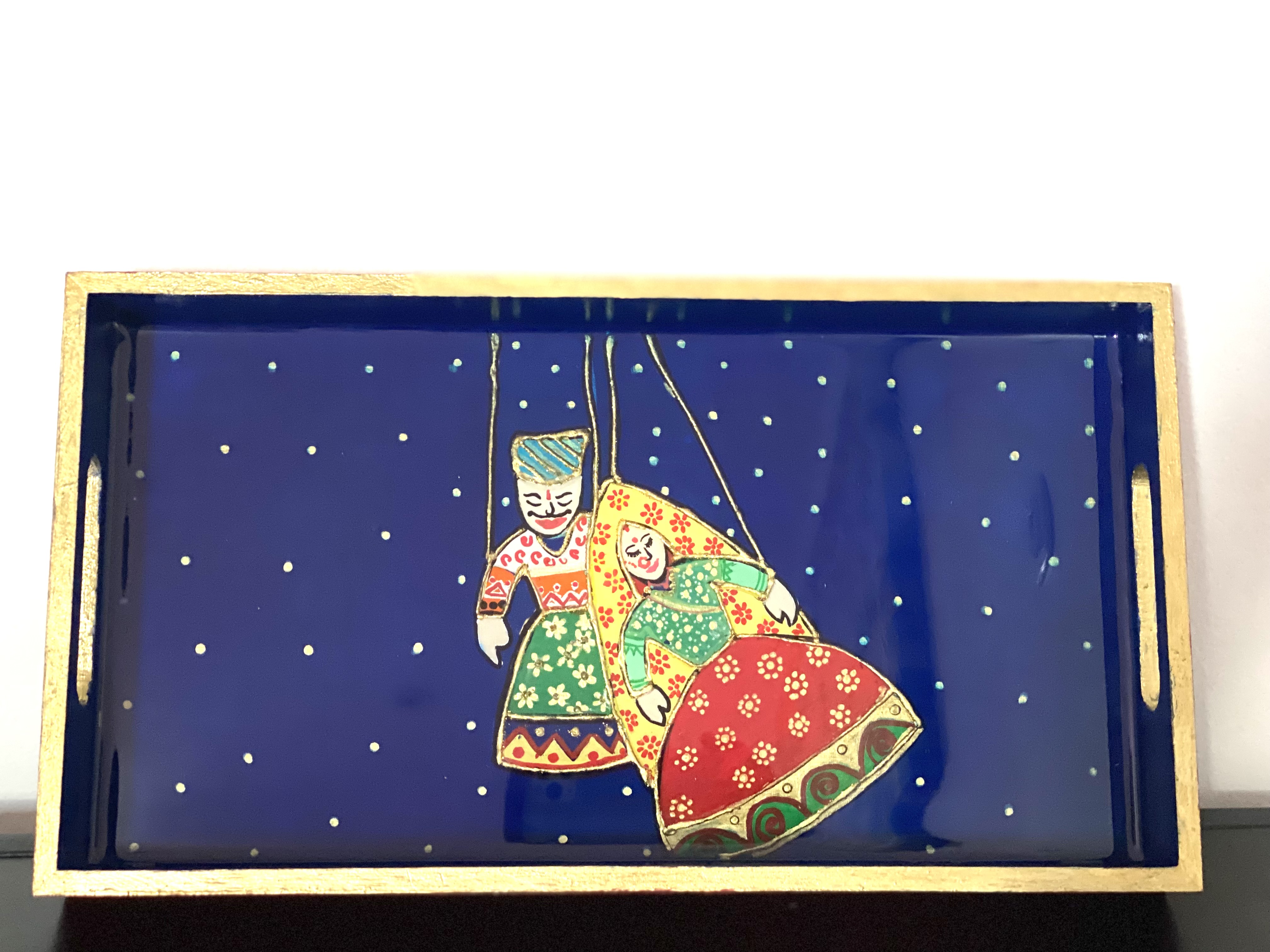 Resin - Indian Raja Rani Serving Tray  & Coasters set