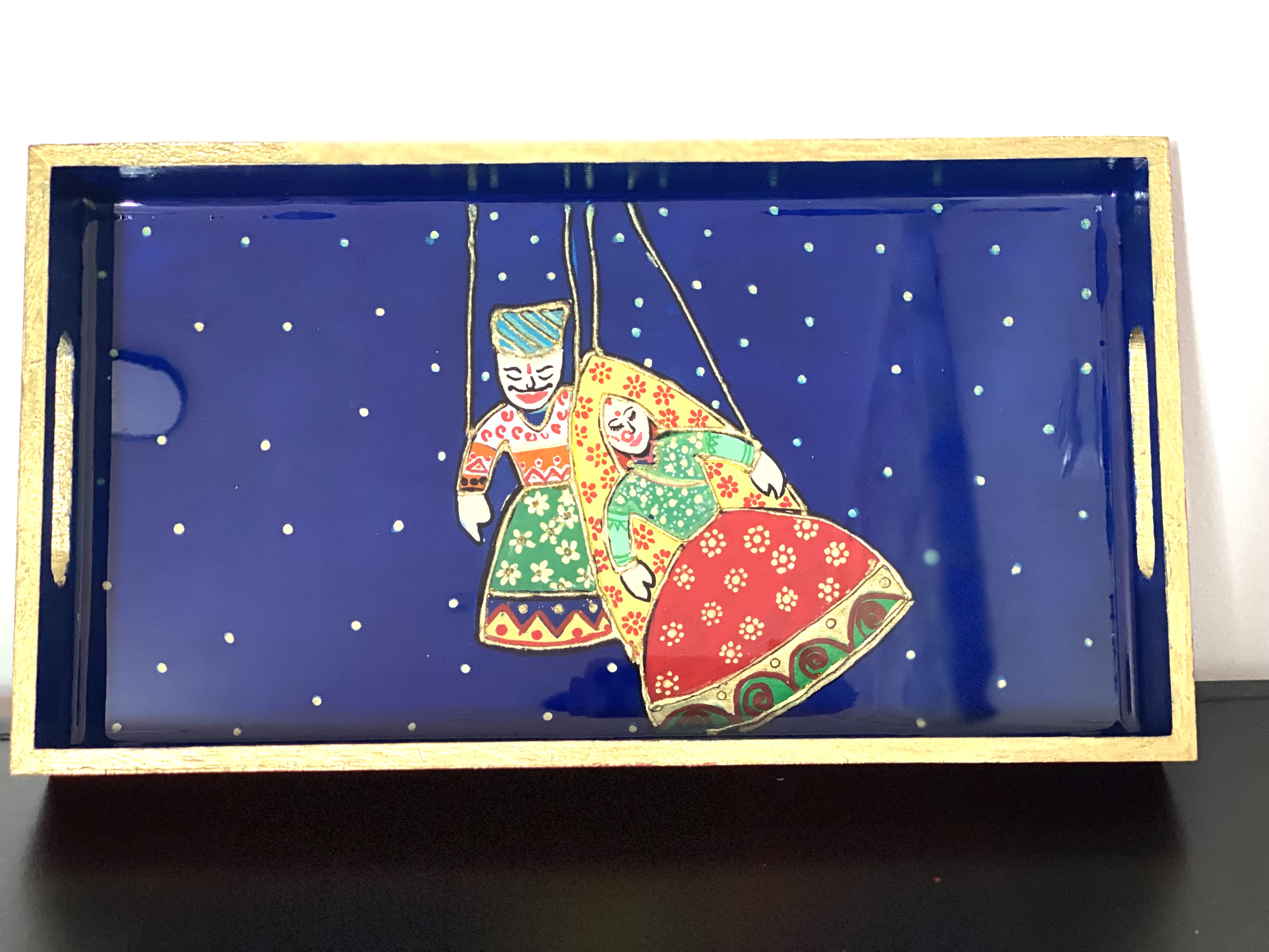 Resin - Indian Raja Rani Serving Tray  & Coasters set