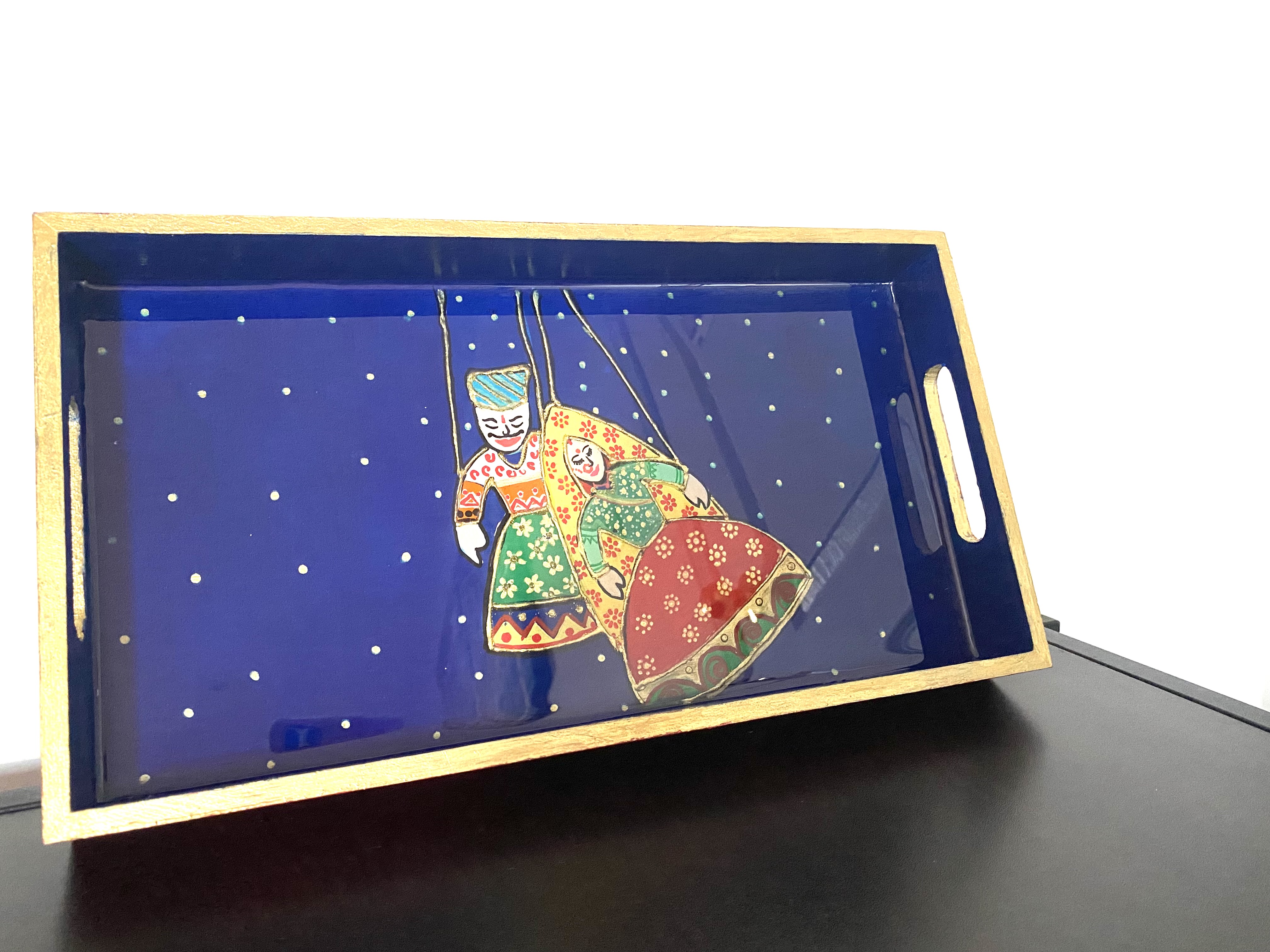 Resin - Indian Raja Rani Serving Tray  & Coasters set