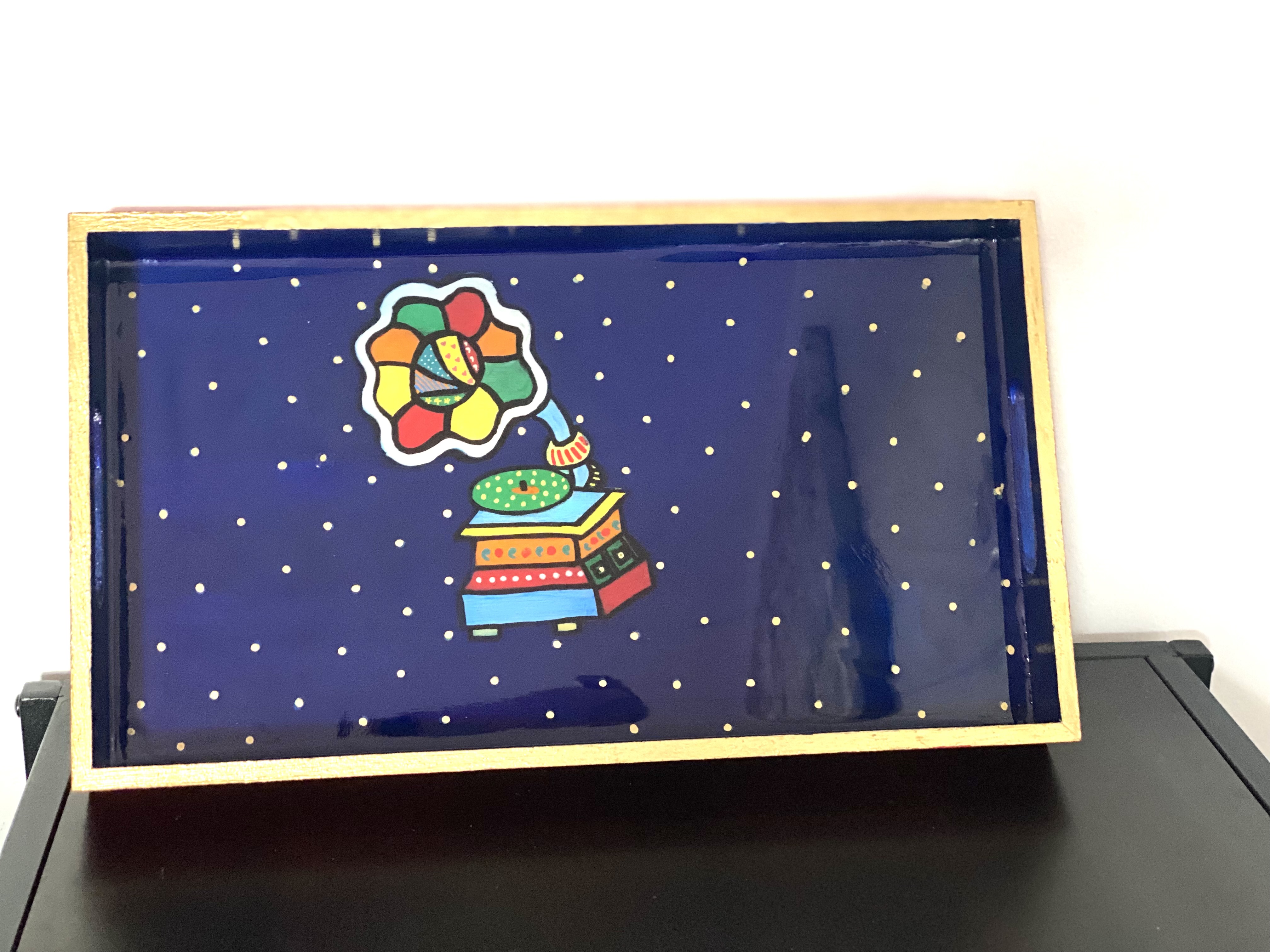 Resin - Indian Gramophone Serving Tray & Coasters set