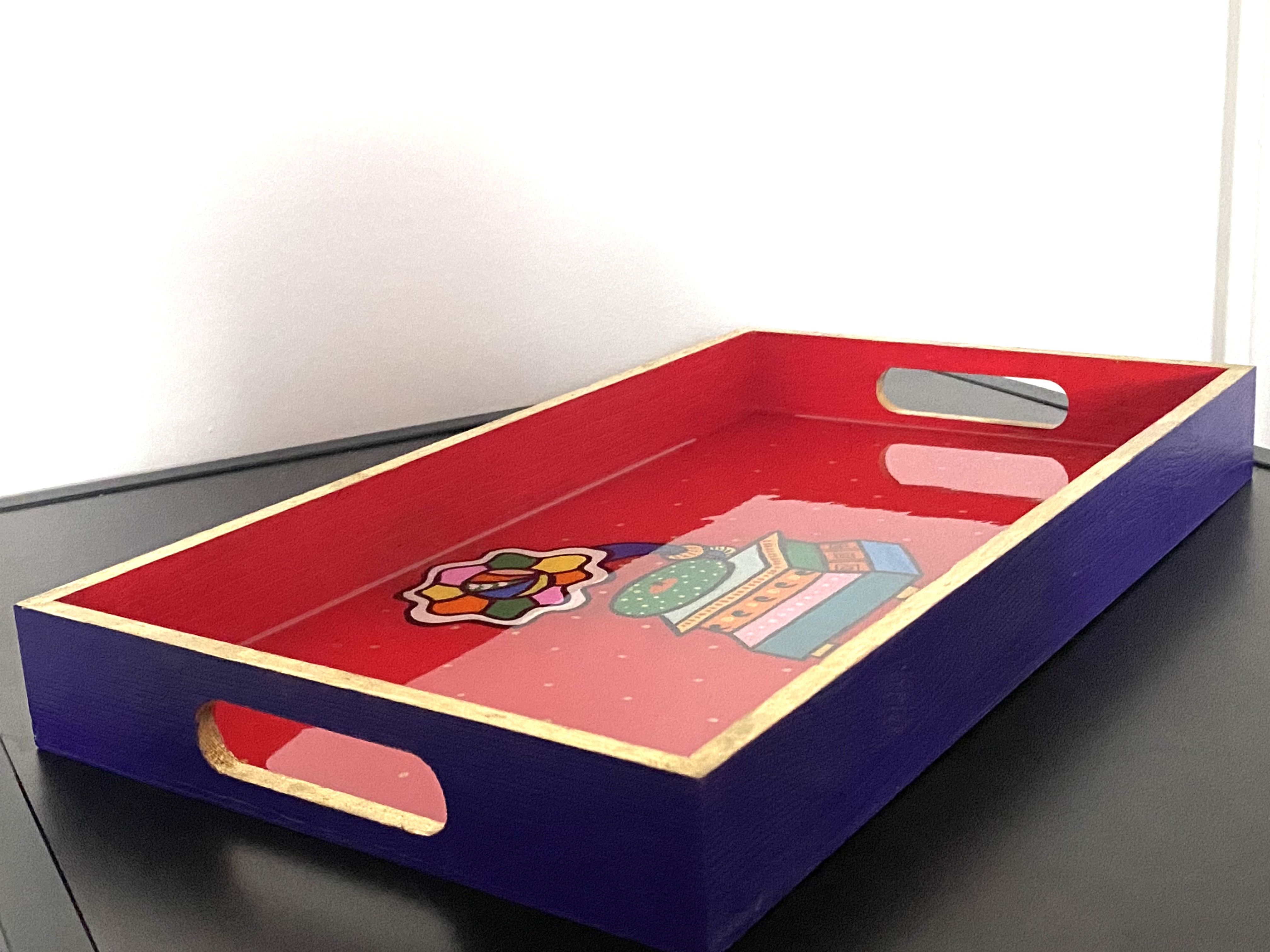 Resin - Indian Gramophone Serving Tray & Coasters set