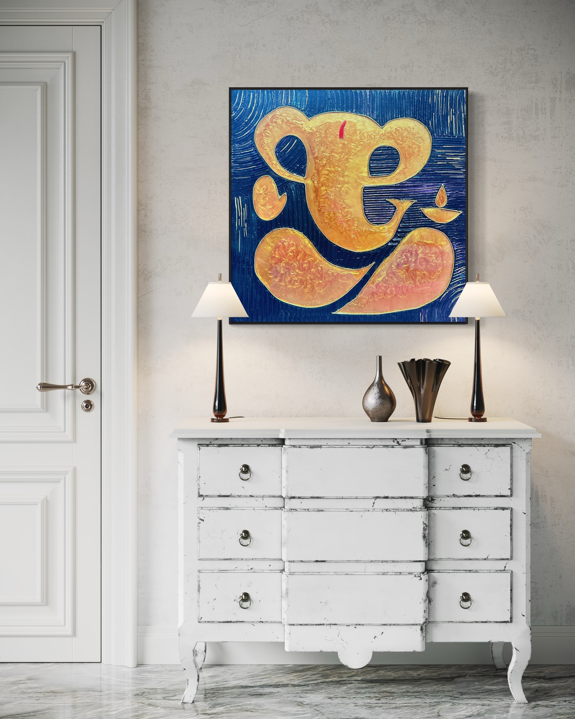 Abstract Resin Textured - Ganesh Painting