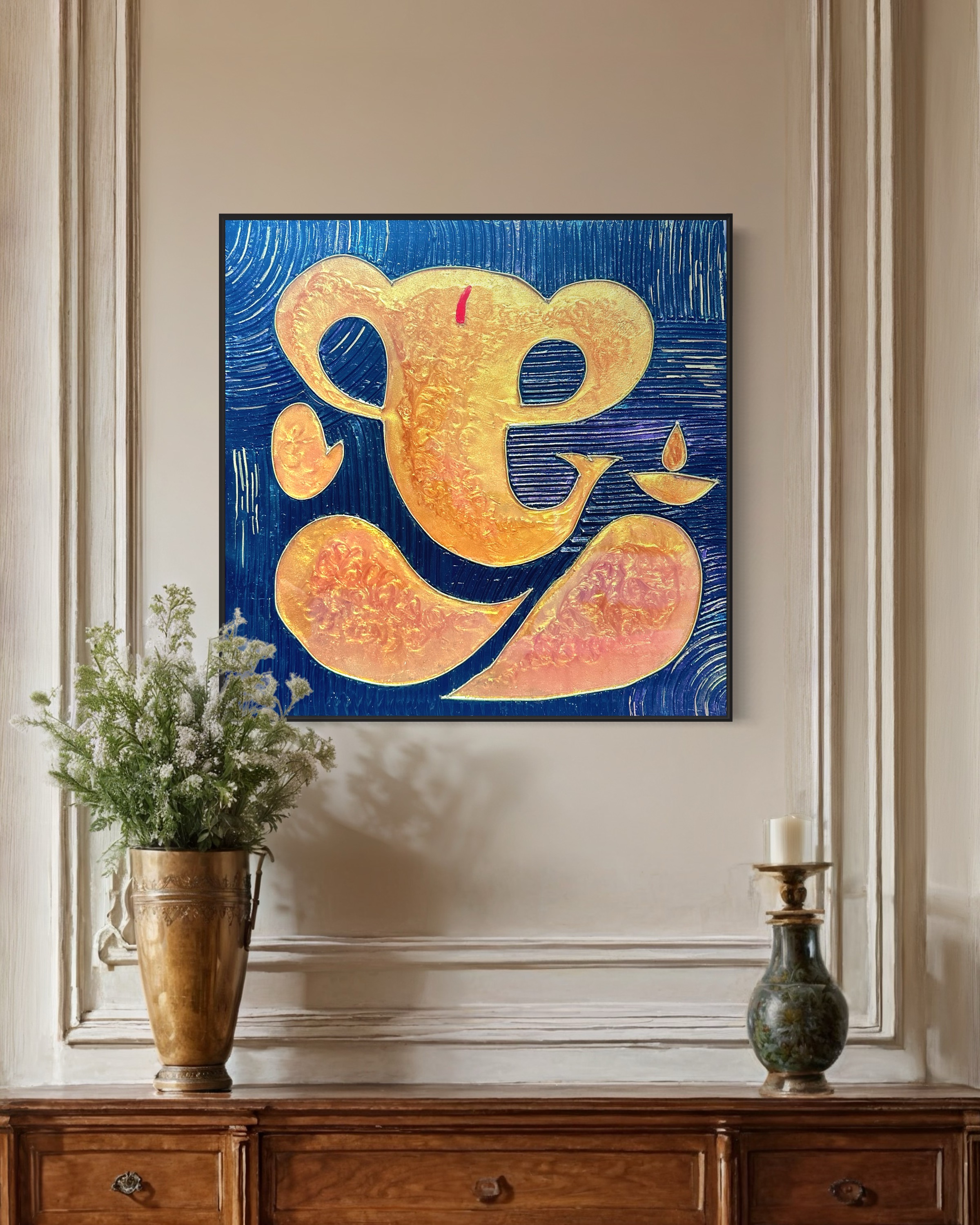 Abstract Resin Textured - Ganesh Painting