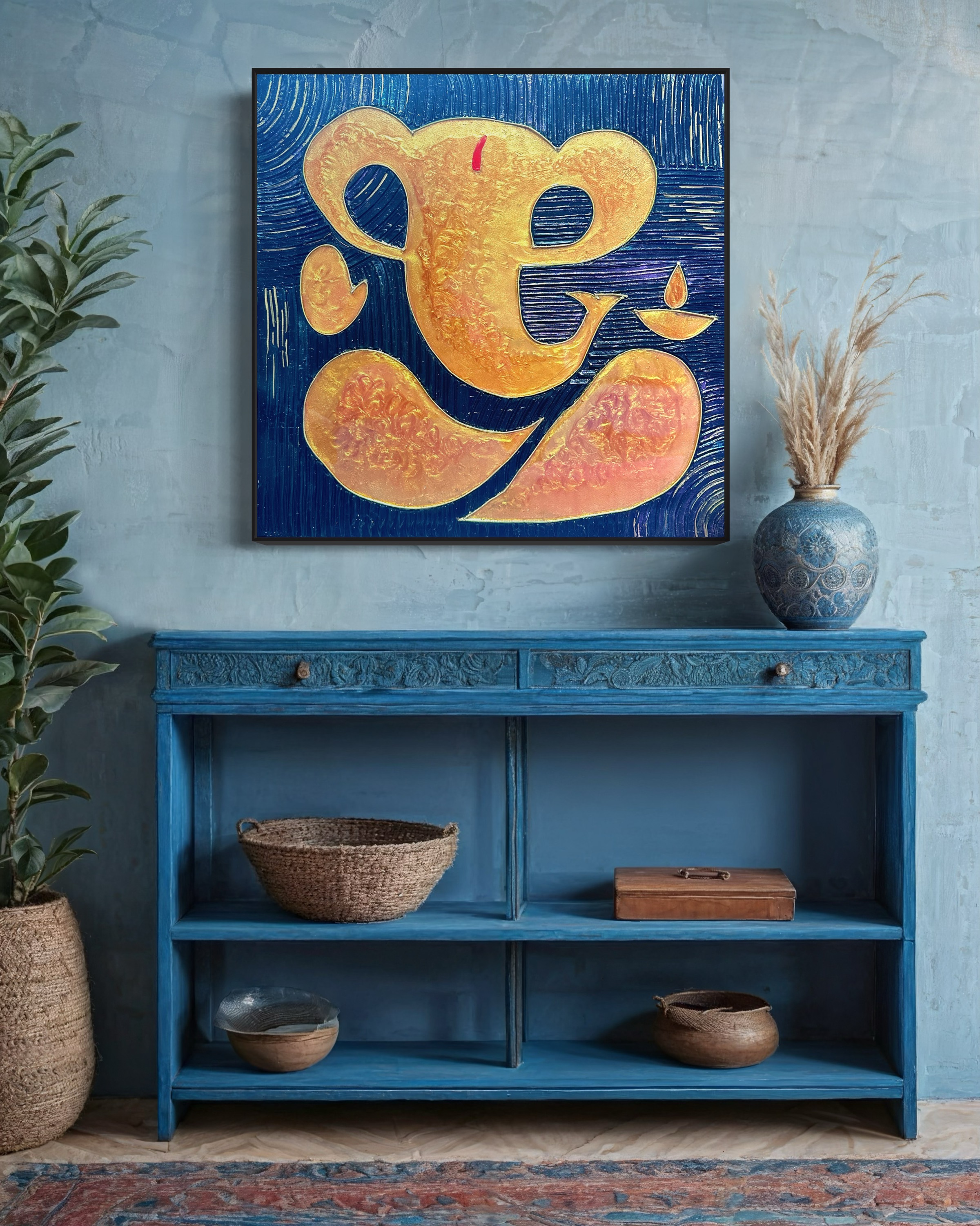 Abstract Resin Textured - Ganesh Painting