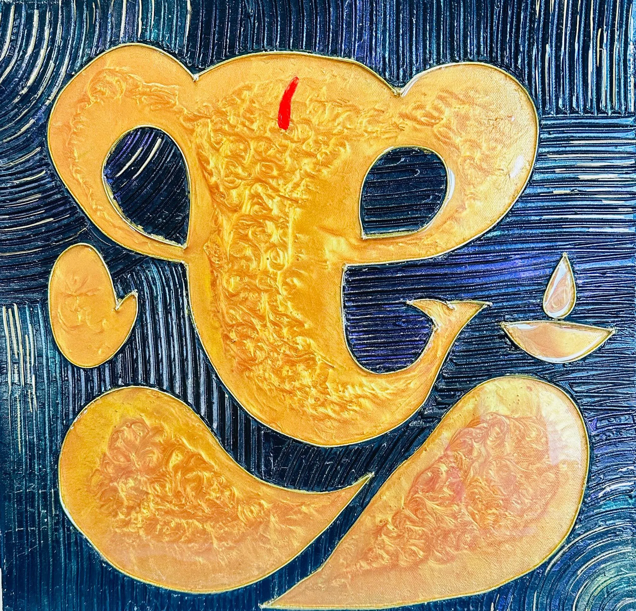 Abstract Resin Textured - Ganesh Painting