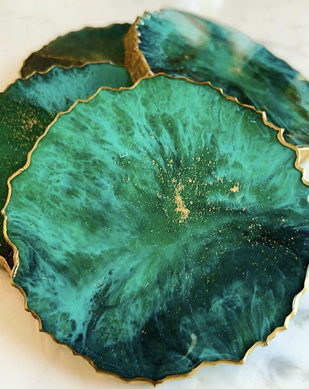 Resin - Emerald Coasters - Set of 2