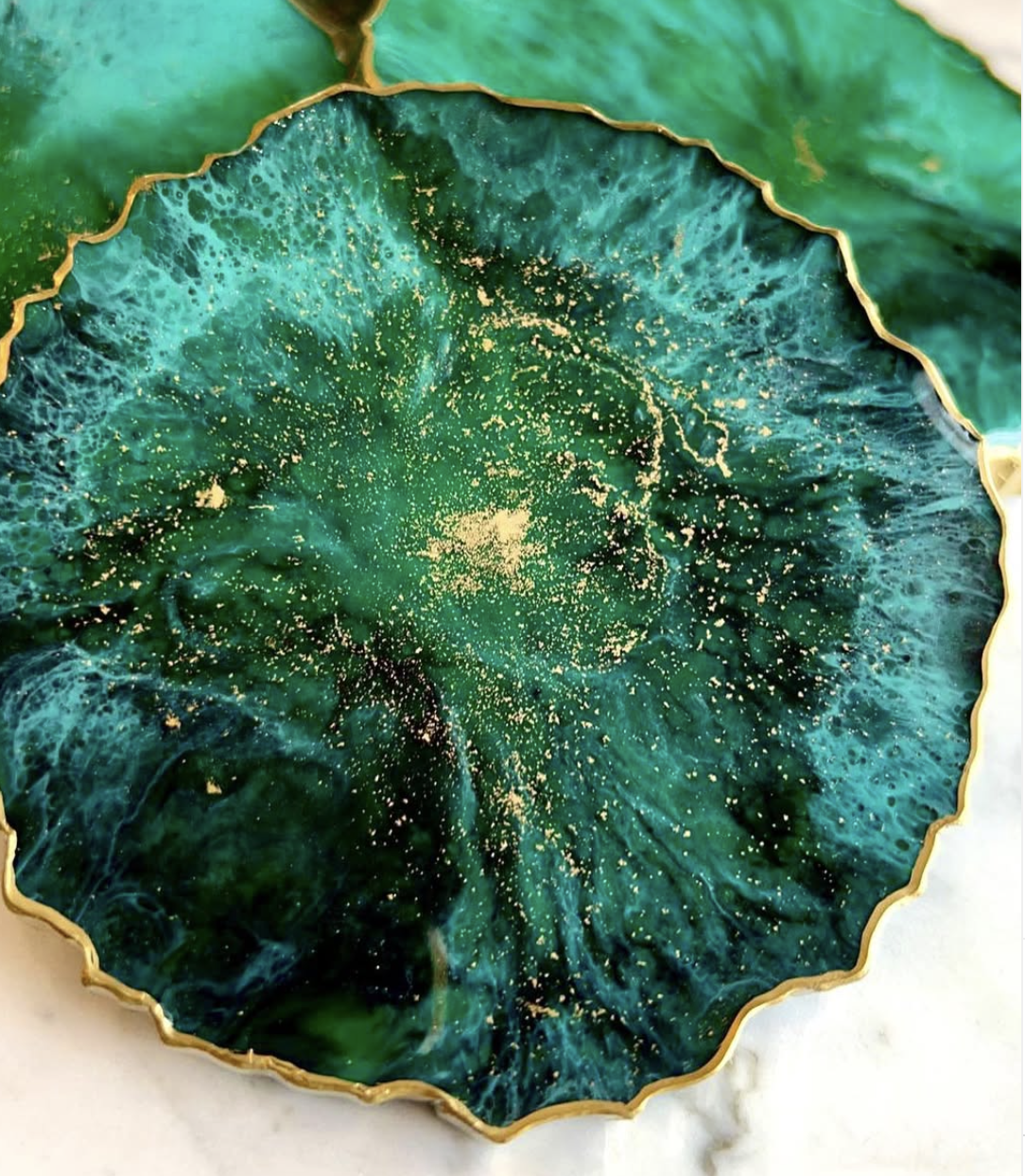 Resin - Emerald Coasters - Set of 2