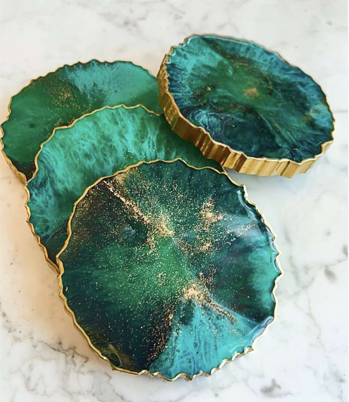 Resin - Emerald Coasters - Set of 2