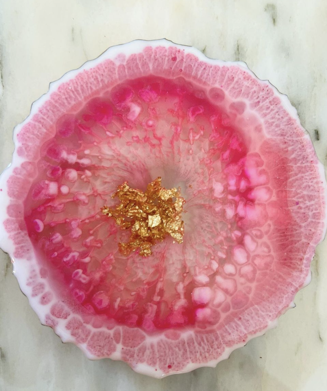 Resin - Pink Agate Coasters - set of 4