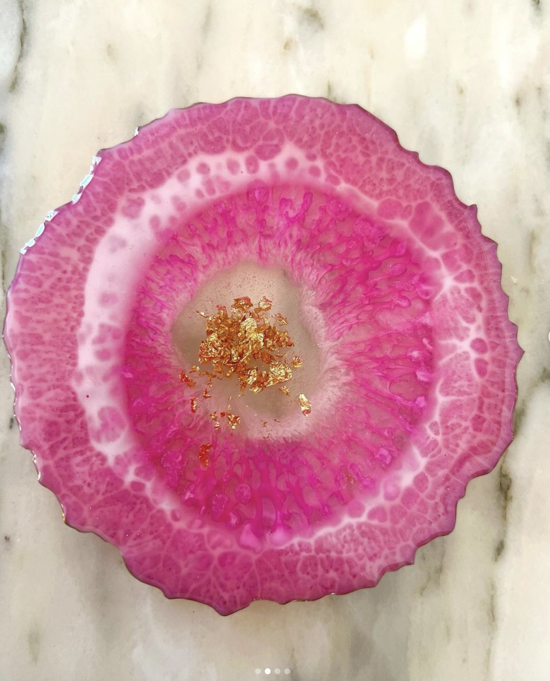 Resin - Pink Agate Coasters - set of 4