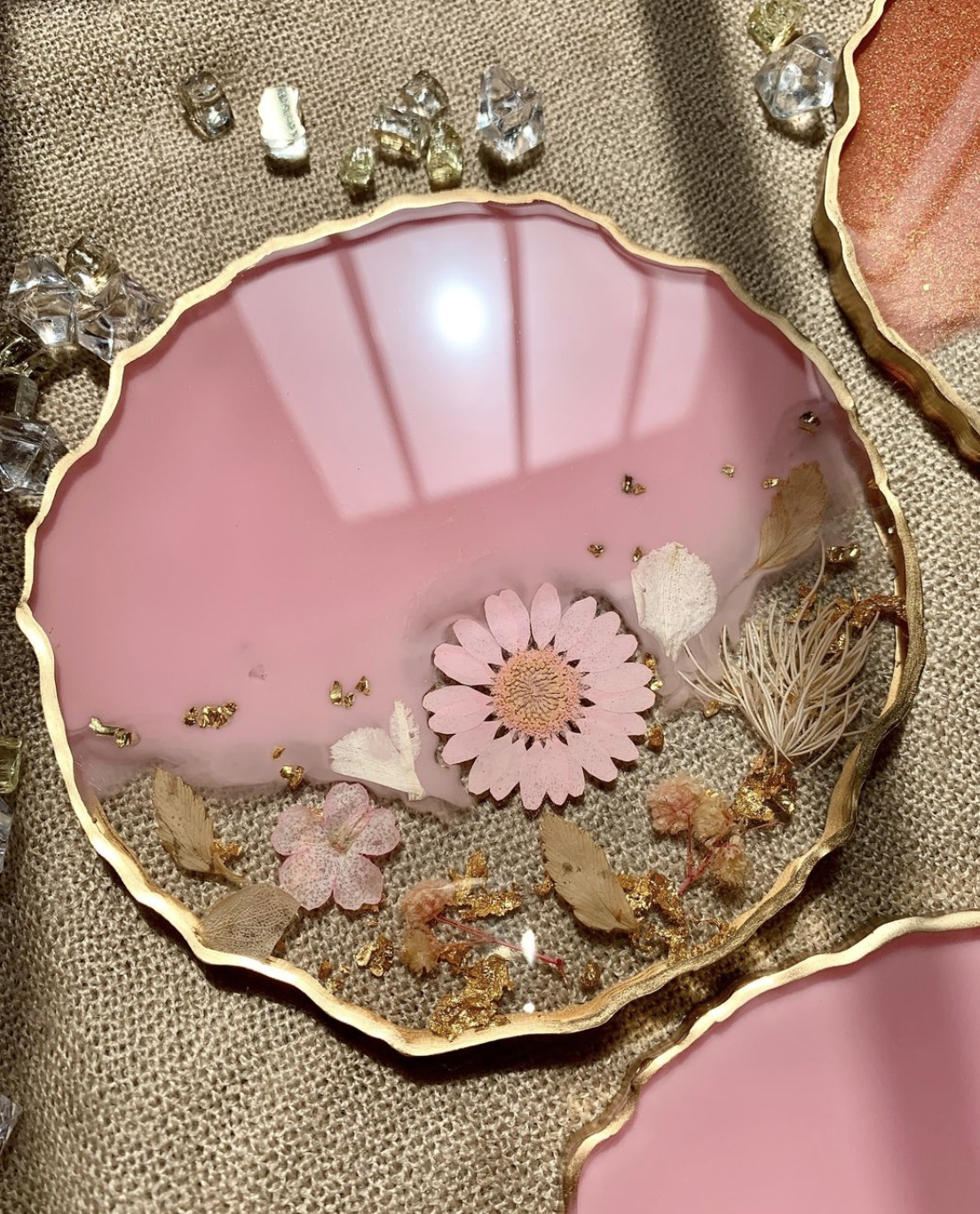 Resin - Colorful Pressed Flower Coasters - Set of 2