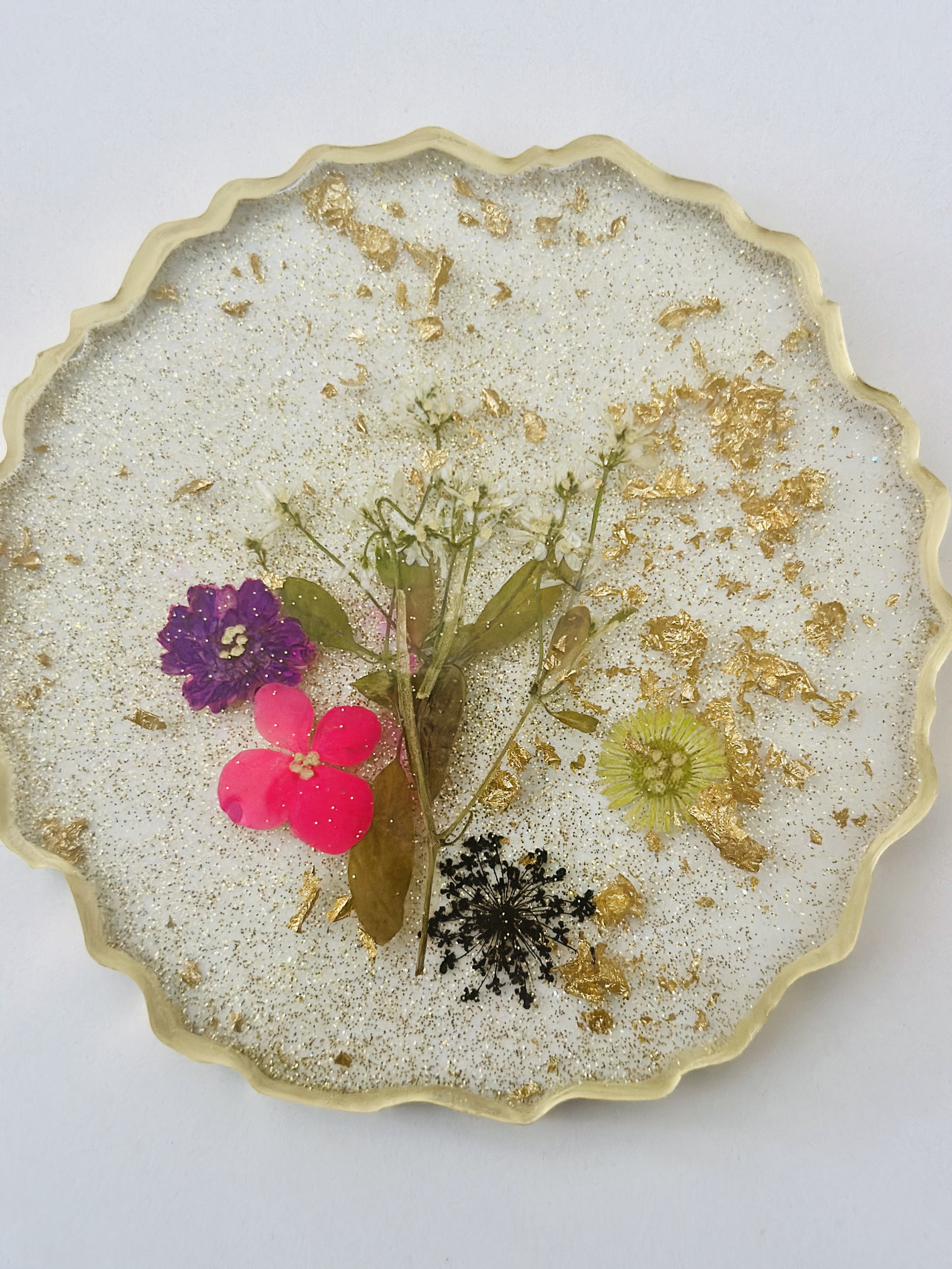 Resin - Colorful Pressed Flower Coasters - Set of 2