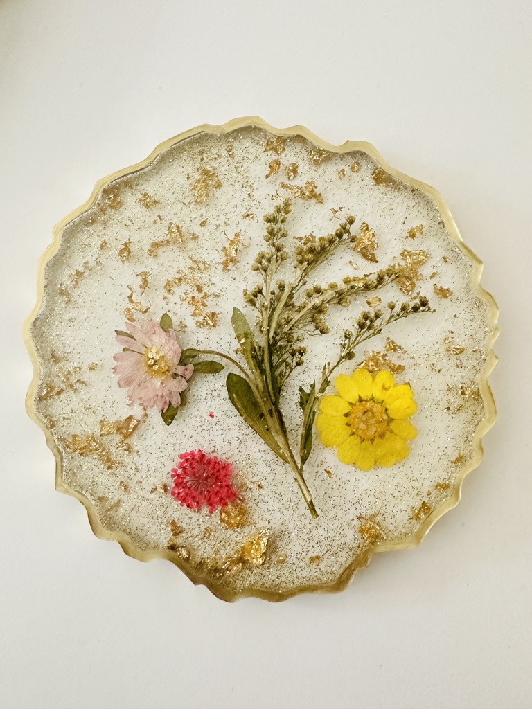 Resin - Colorful Pressed Flower Coasters - Set of 2