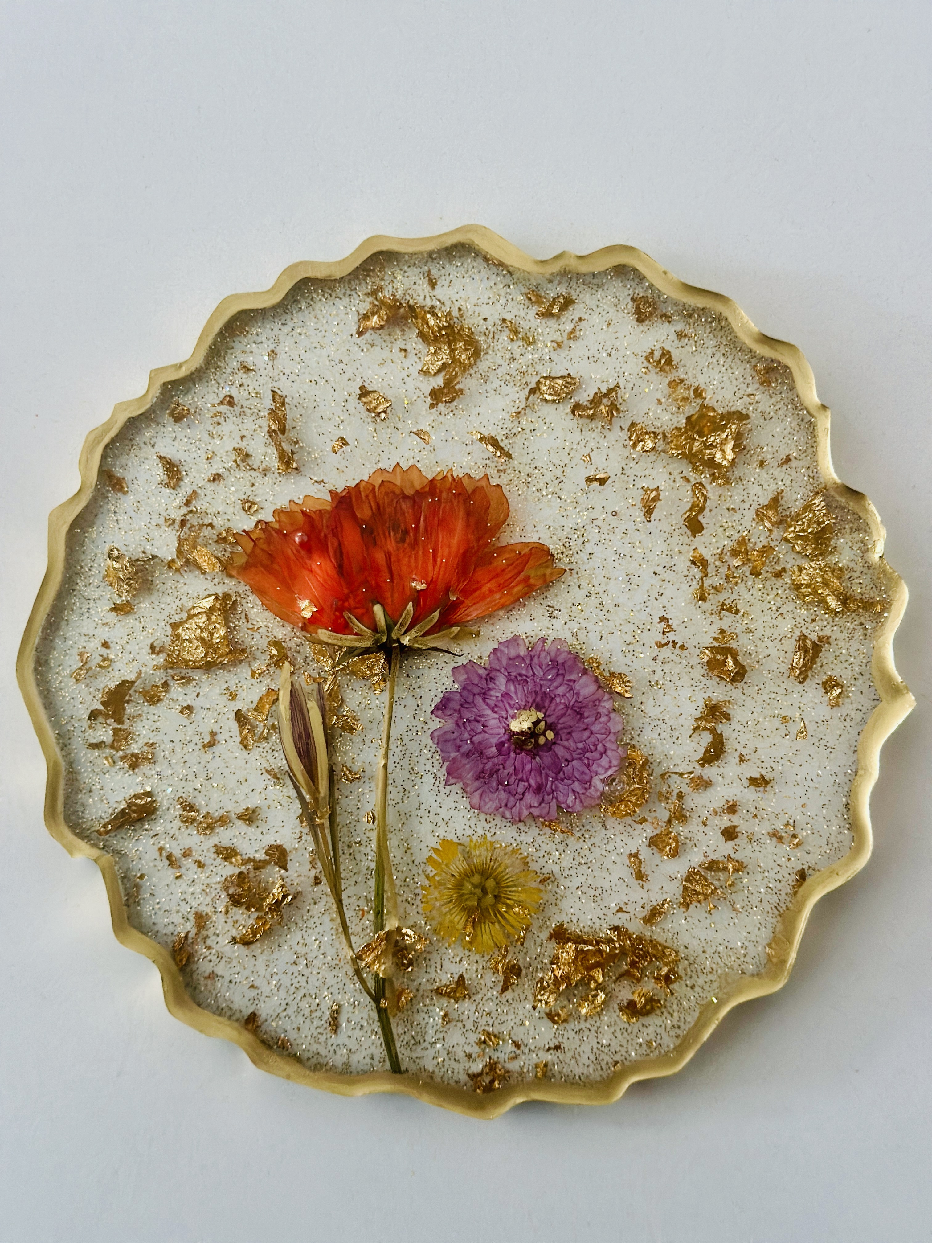 Resin - Colorful Pressed Flower Coasters - Set of 2