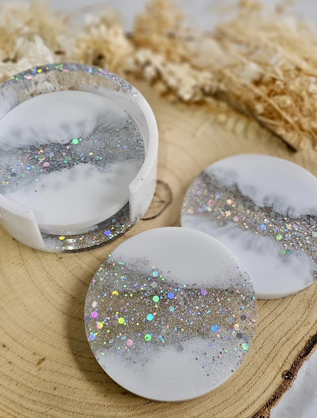 Resin - Coaster Set With Holder 