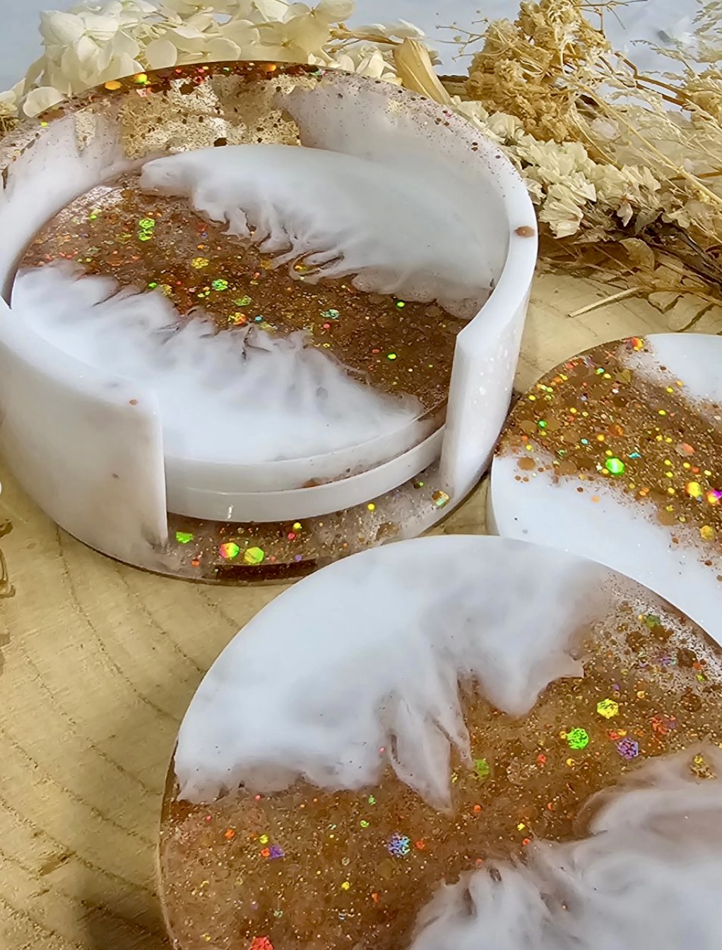 Resin - Coaster Set With Holder 