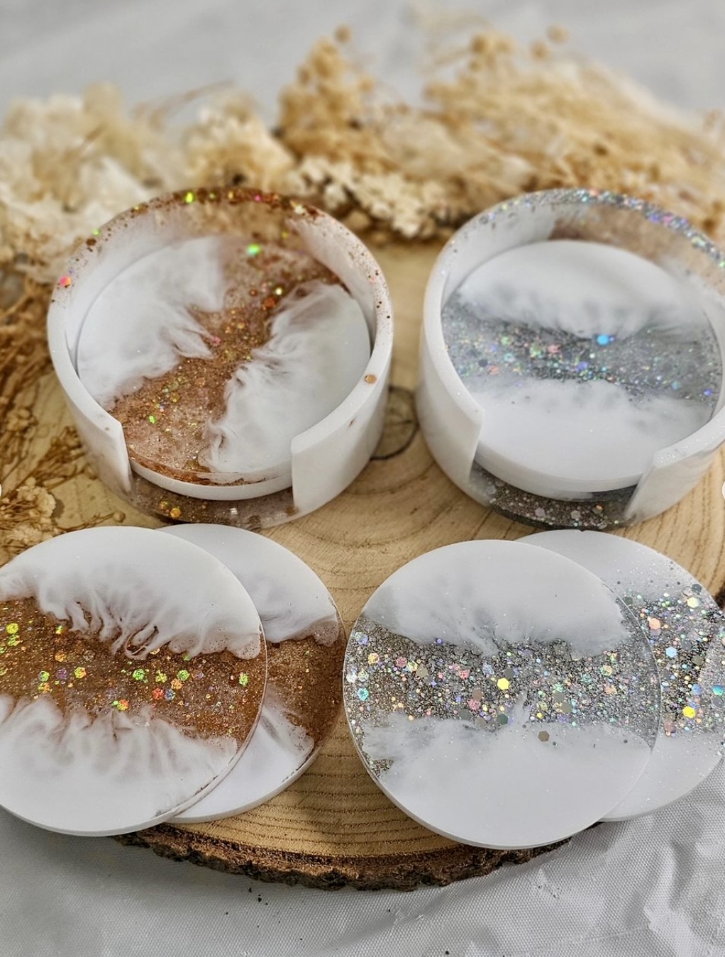 Resin - Coaster Set With Holder 
