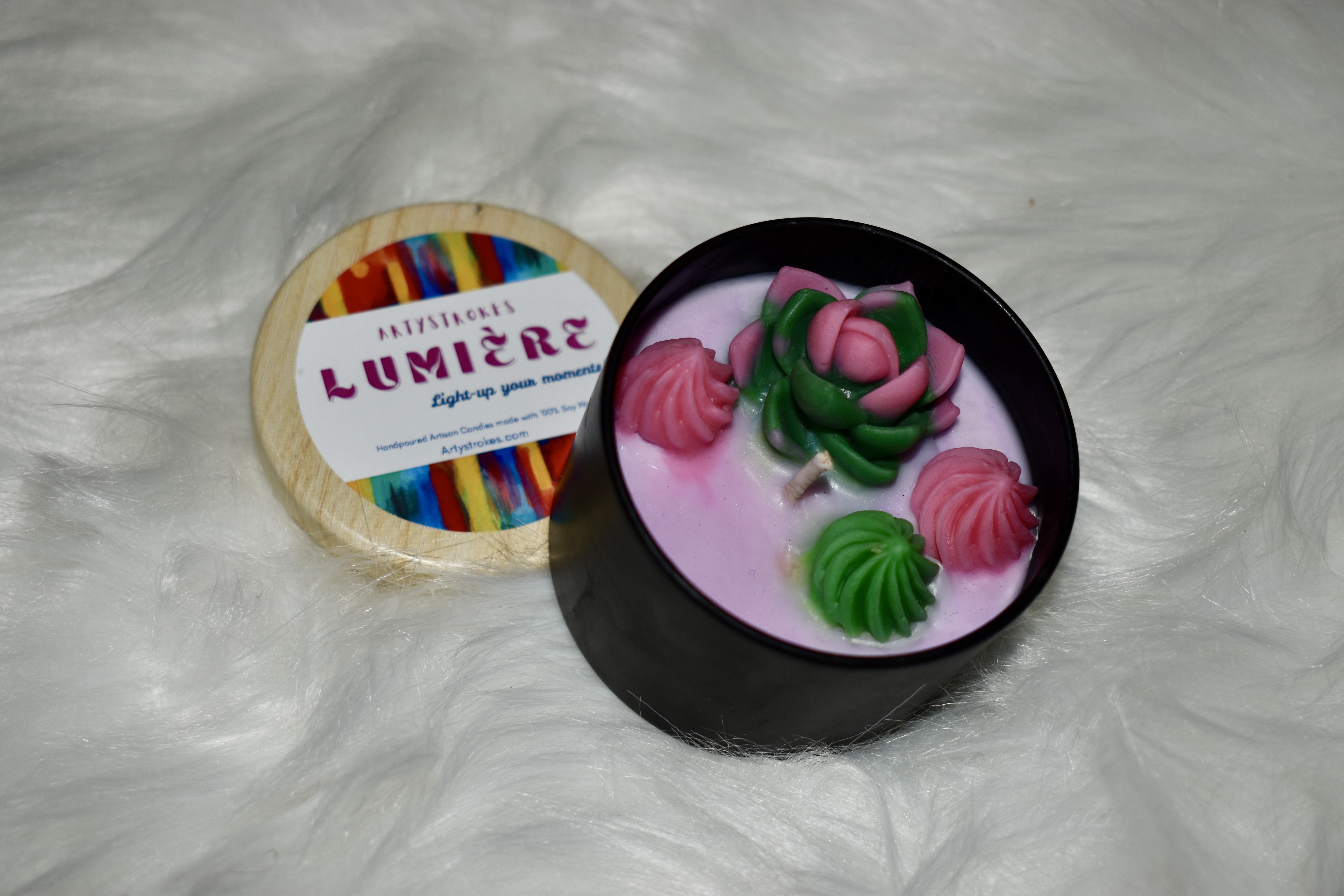 Lumière Candle - Succulents in a Black Jar