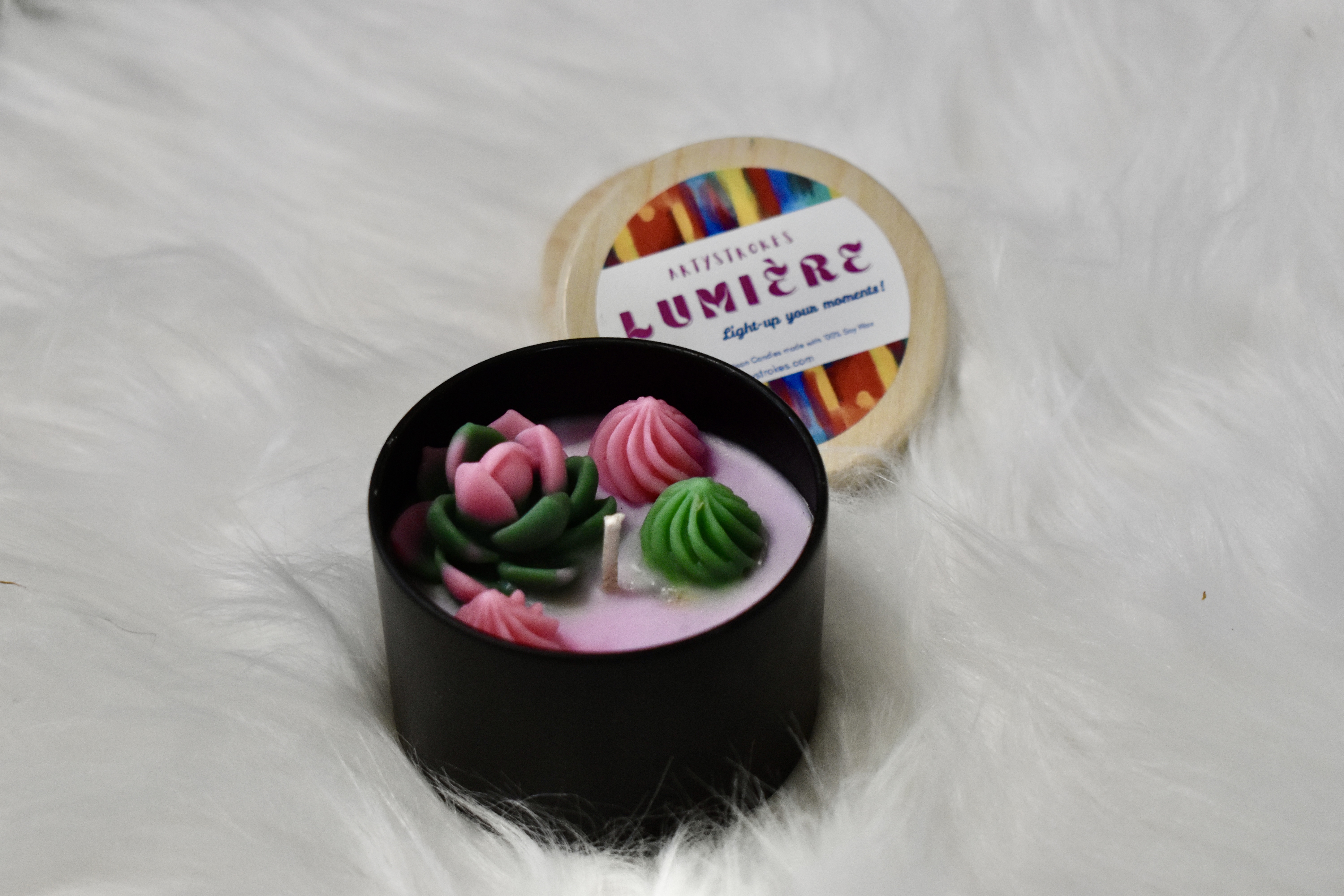 Lumière Candle - Succulents in a Black Jar