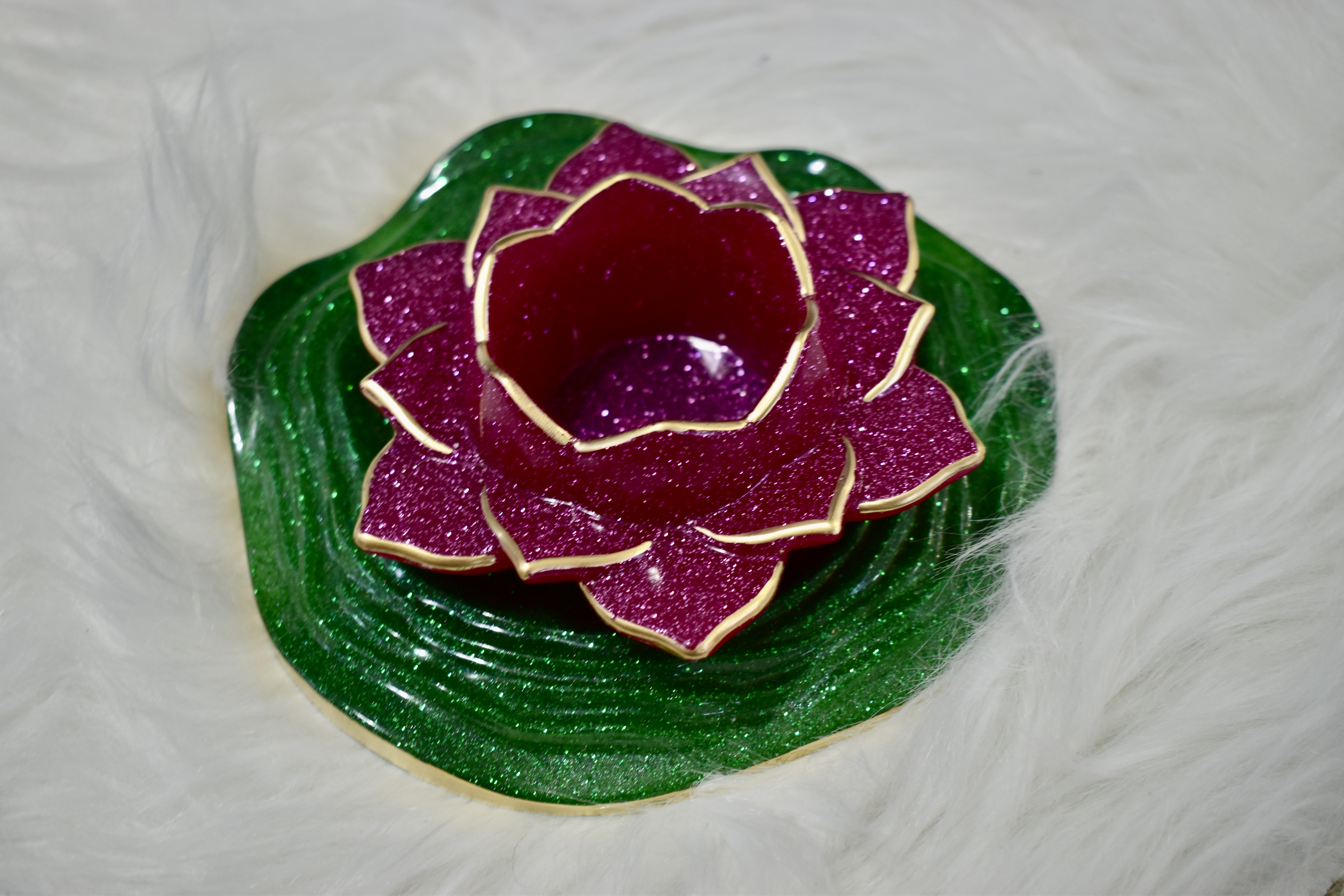 Lotus Bloom Resin Tea-light Holder 