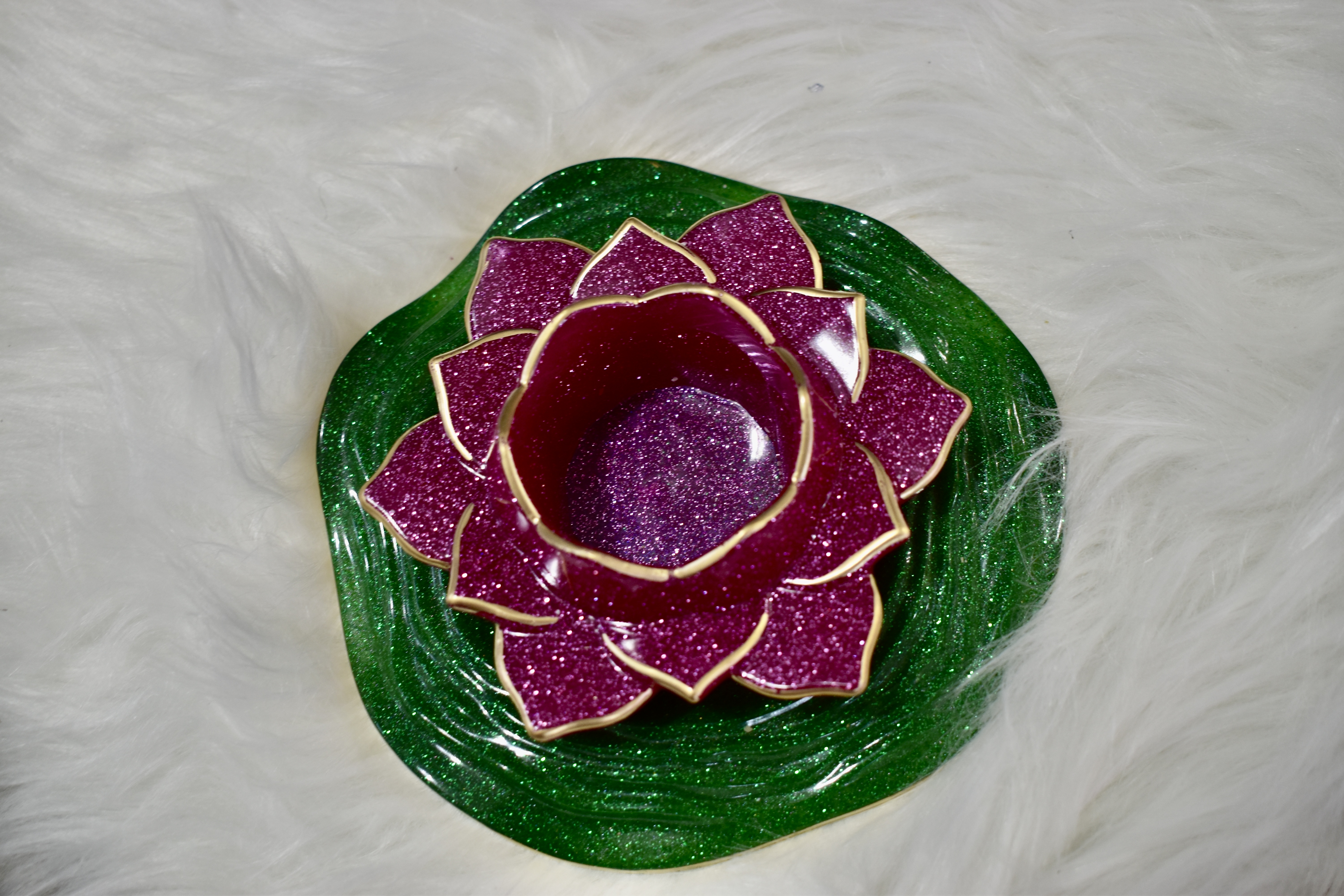 Lotus Bloom Resin Tea-light Holder 