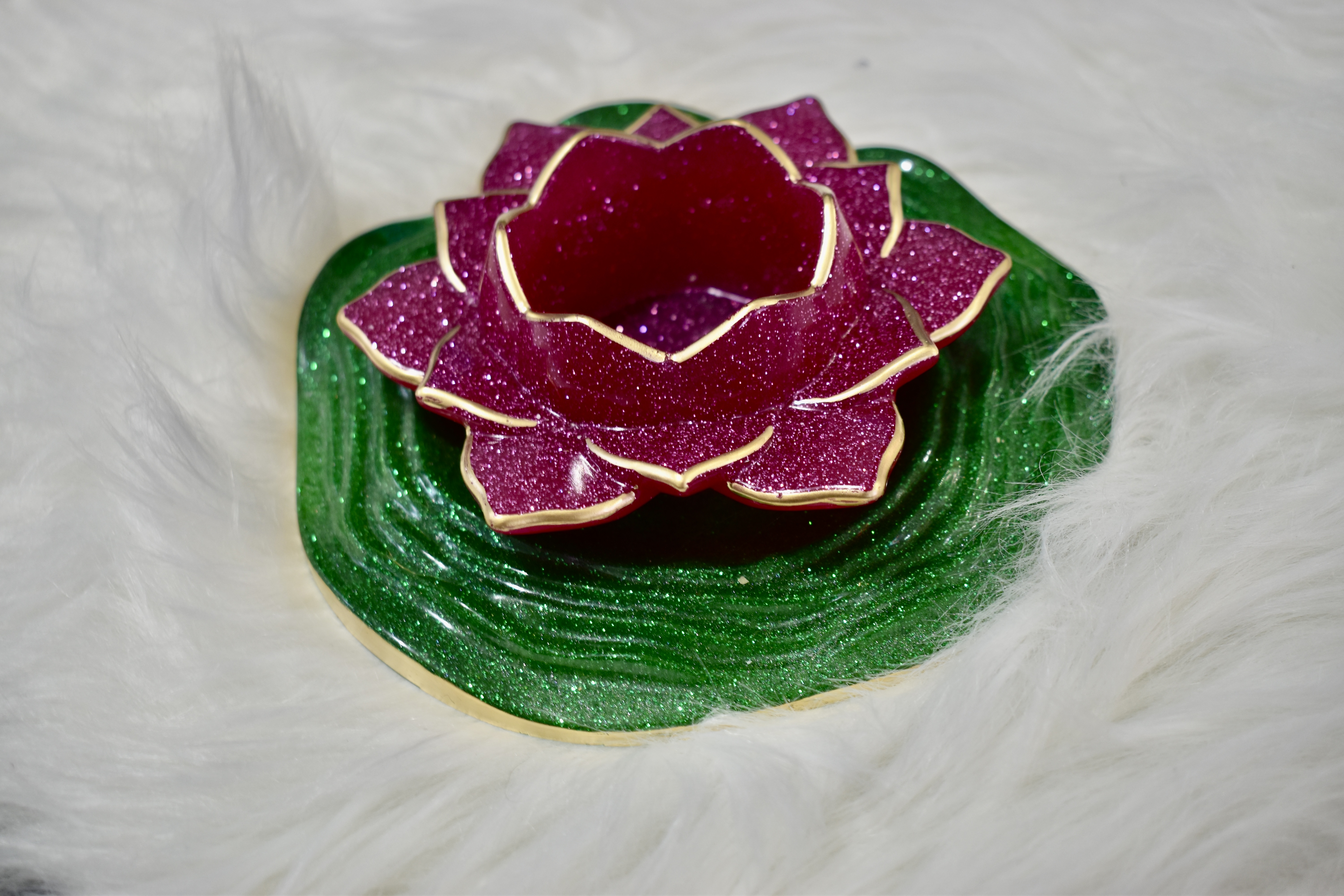 Lotus Bloom Resin Tea-light Holder 