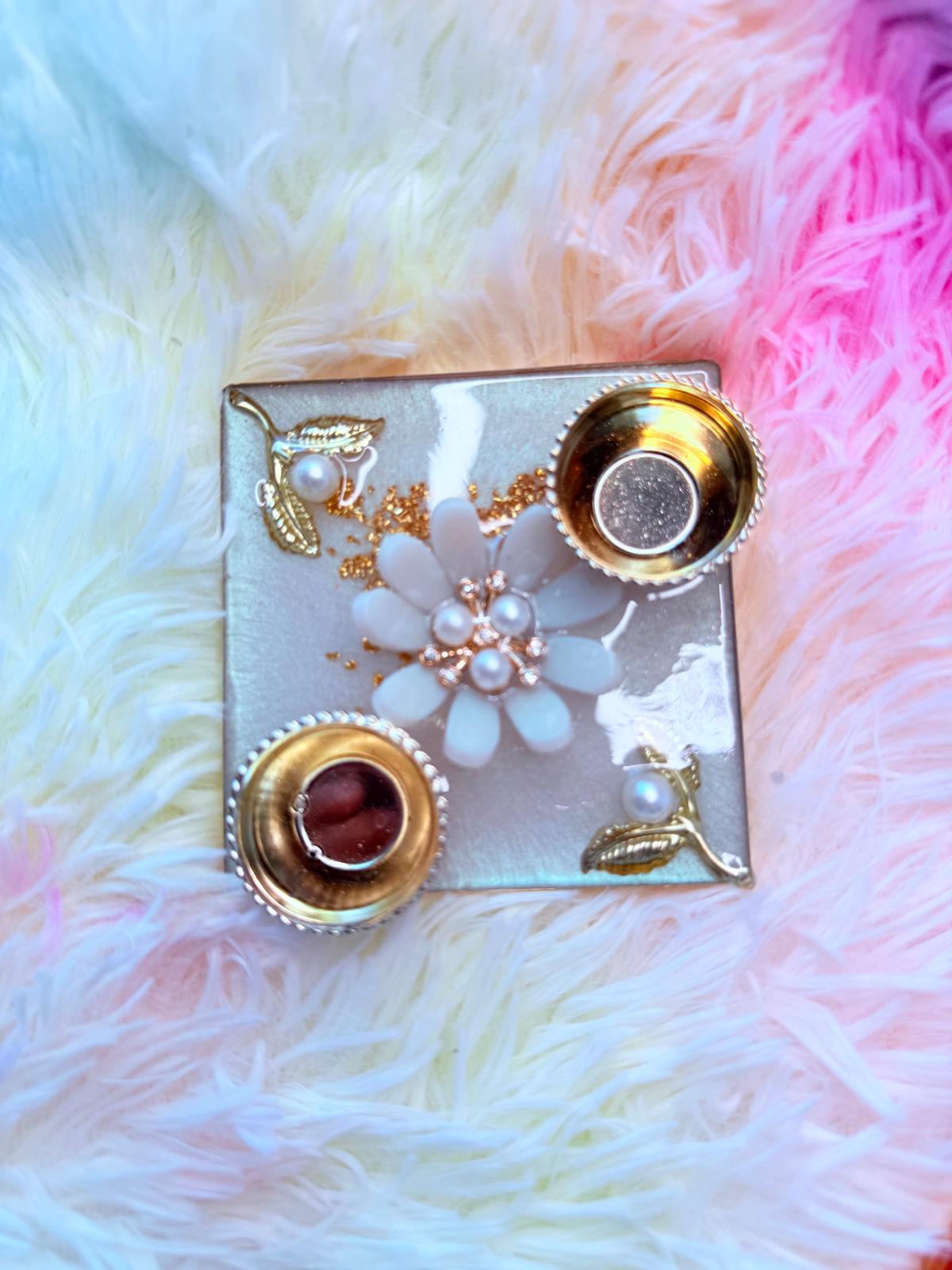 Resin Square Kunkam Mini Thali - Small