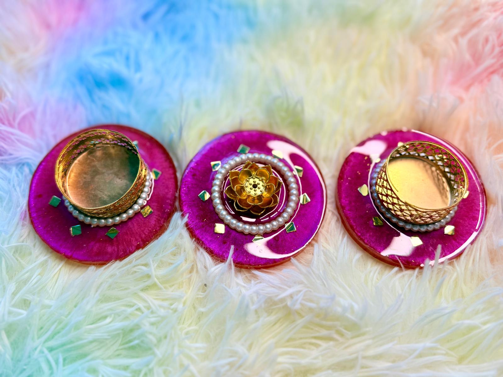 Resin- Diya & Incense stick Small- set of 3