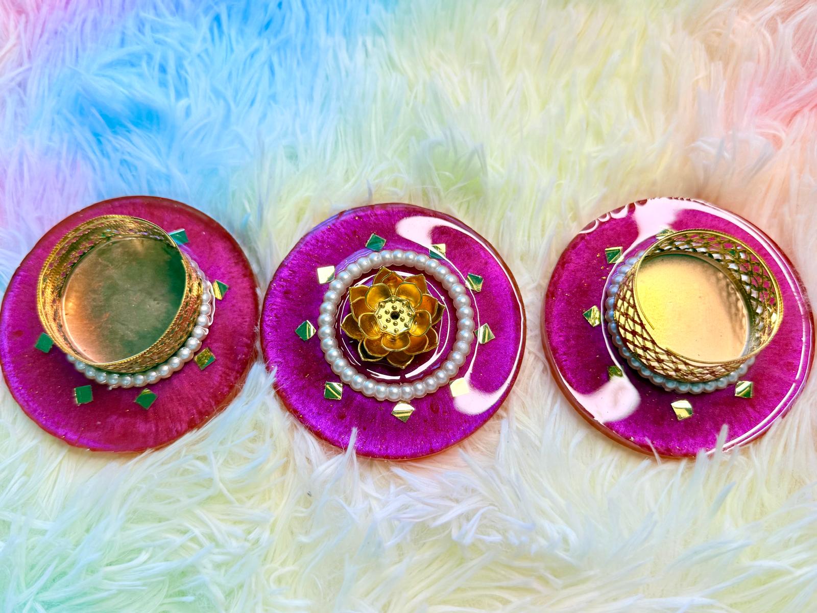 Resin- Diya & Incense stick Small- set of 3