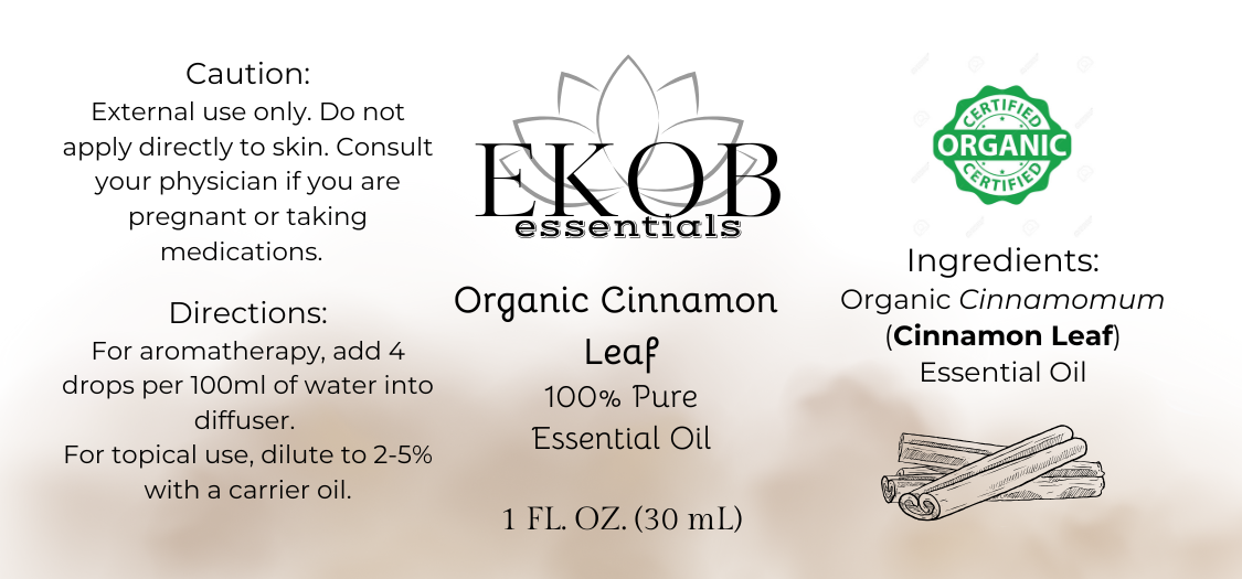 100% Pure Organic Cinnamon Leaf Essential Oil