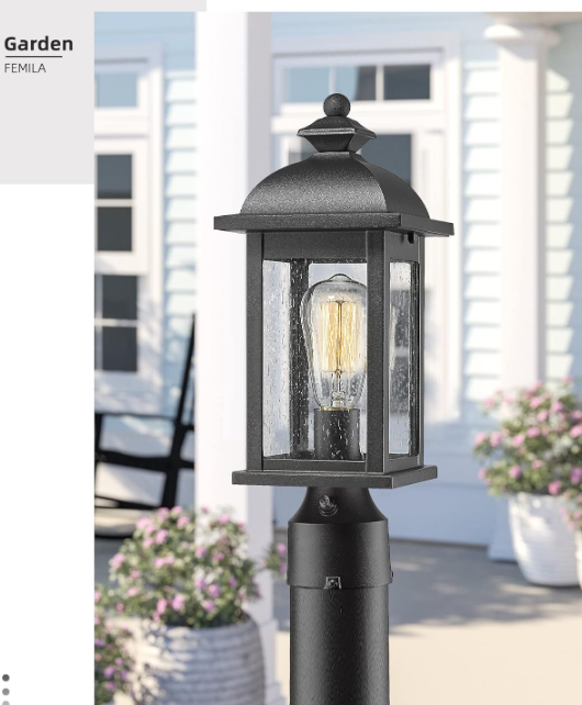 Dusk to Dawn Outdoor Post Light, Waterproof Pole Lantern Light Fixture, Exterior Lamp Posts Outdoor Lighting for Garden Patio Yard Pathway Driveway, Clear Glass Panel, 4FD54P-PC BK