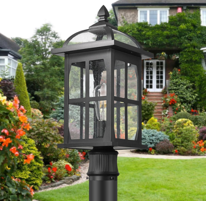 Large Outdoor Post Lights Lamp Posts Outdoor Lighting, 21.7inch Waterproof Aluminum Post Lights Exterior Light Fixtures with Glass,Overside Fence Pole Lights for Porch Yard Patio Garage