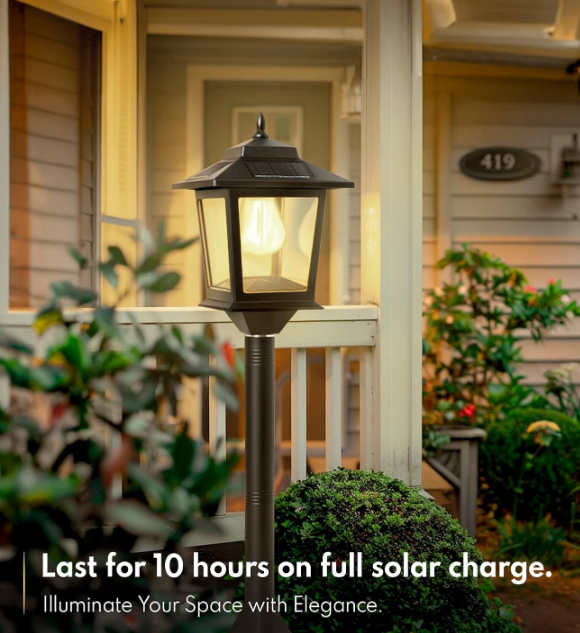 63" Solar Lamp Post Light 2Pack, Outdoor Post Lights Waterproof, Pole Lights Outdoor, Decorative Floor Lamp for Patio, Warm White, Replaceable Bulb